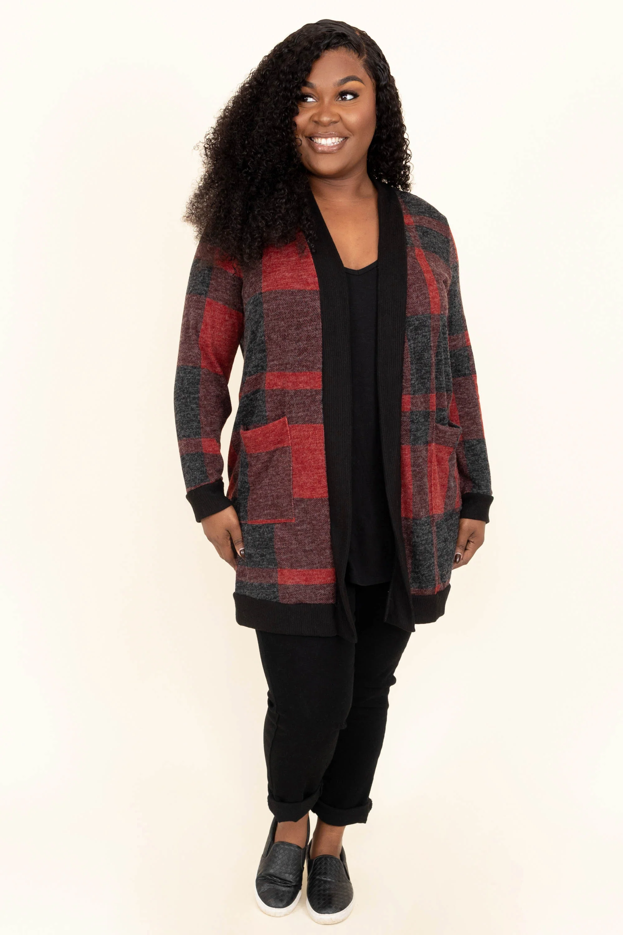Warm By The Fireplace Cardigan, Red - Giverhouse