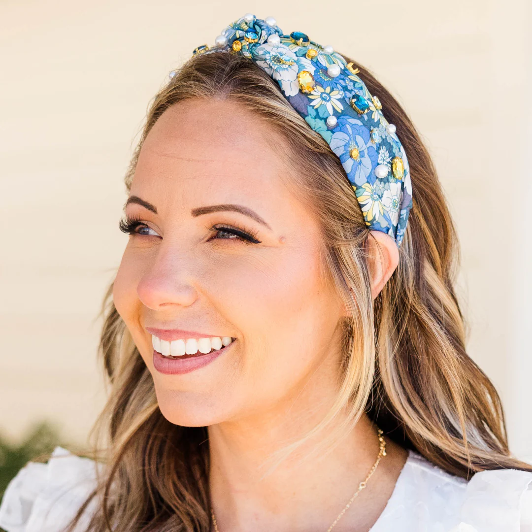 Sand, Palm, And Beach Headband, Blue-Gold - Giverhouse