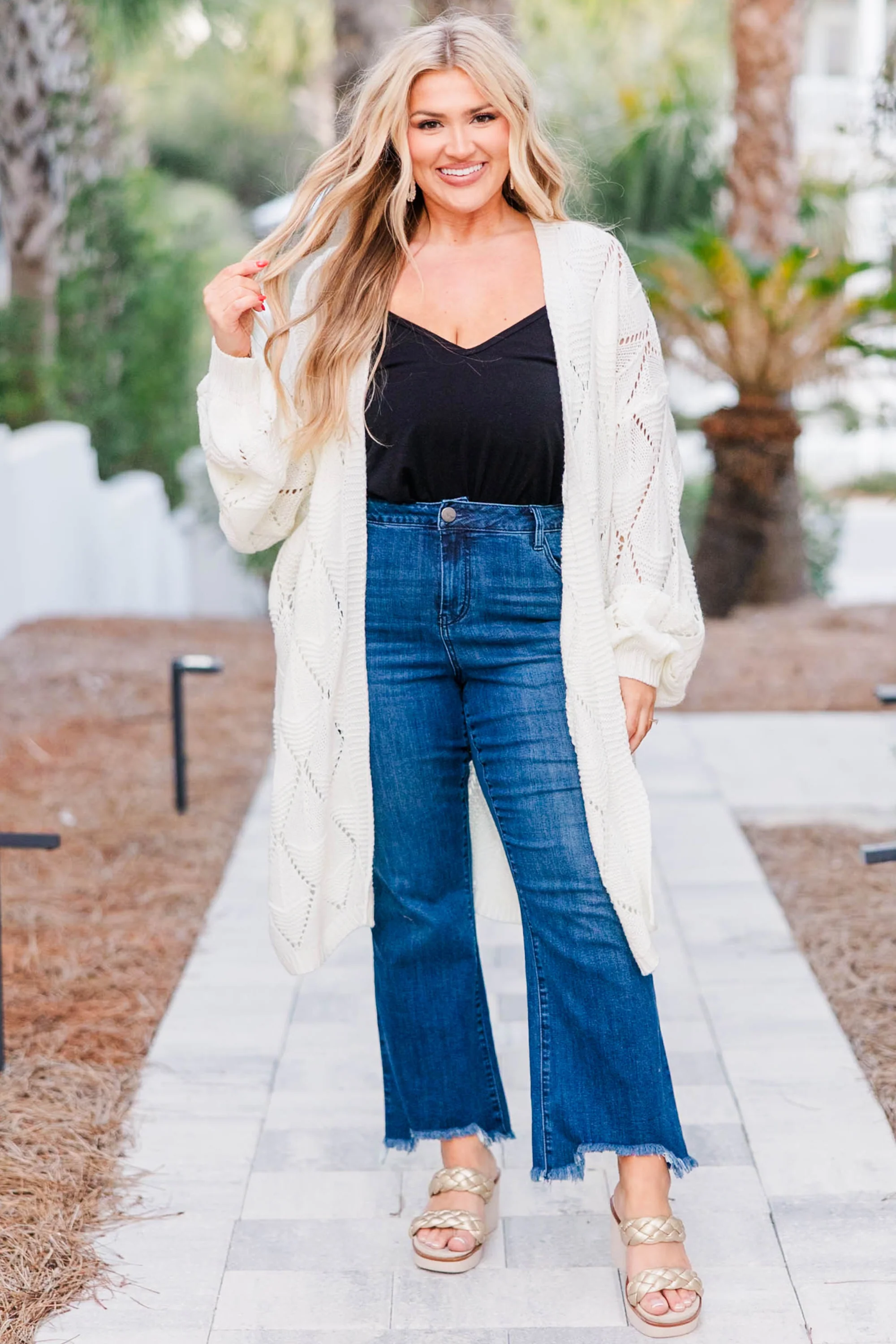 Eat, Drink, And Be Cozy Cardigan, White - Giverhouse