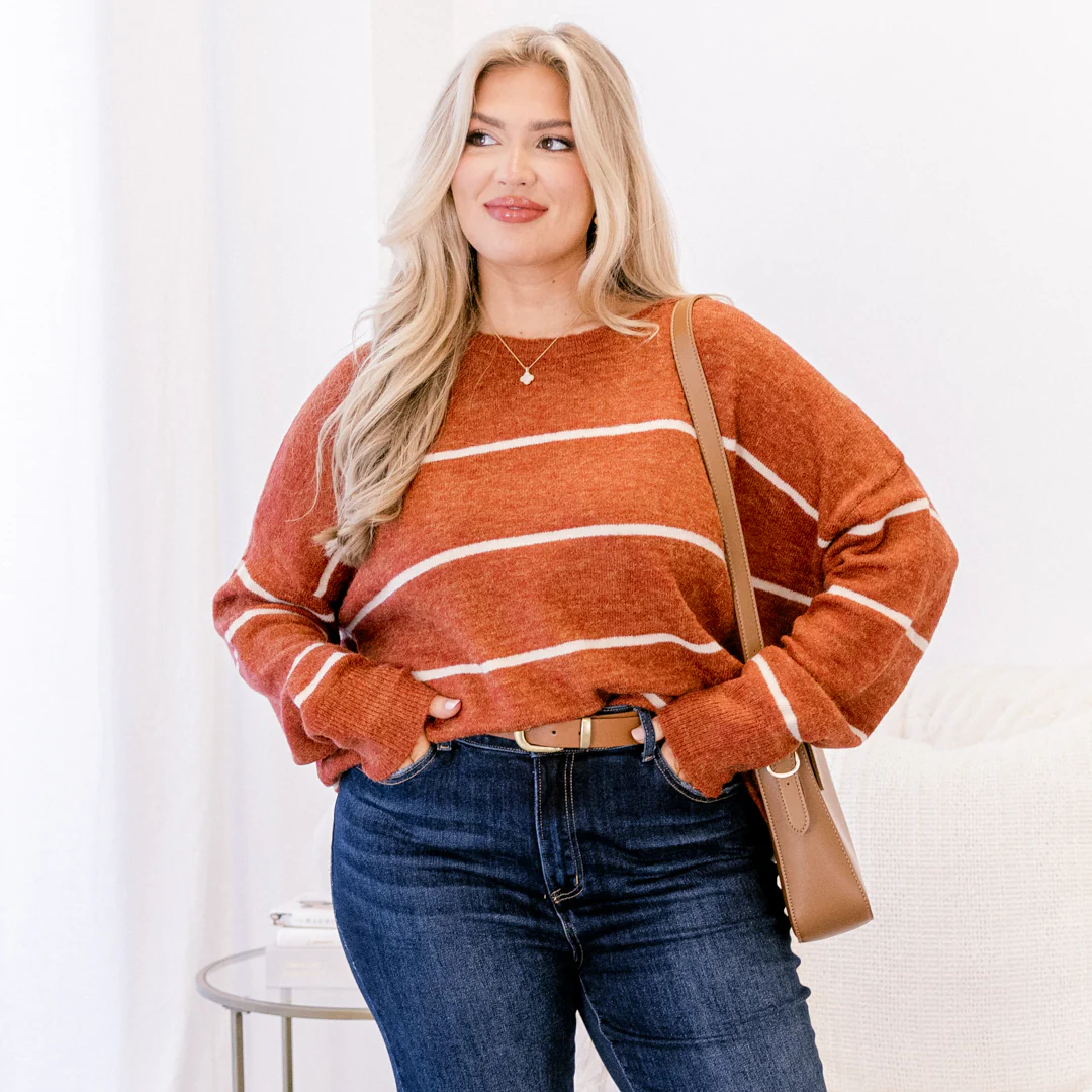 Slumber Party Sweater, Rust-Cream - Giverhouse