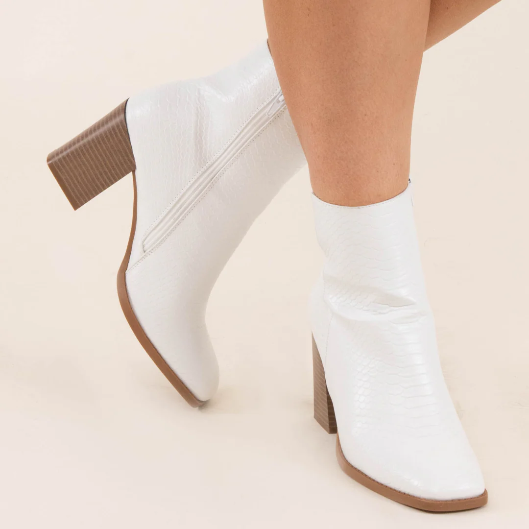 Walking Into The Great Unknown Booties, White - Giverhouse