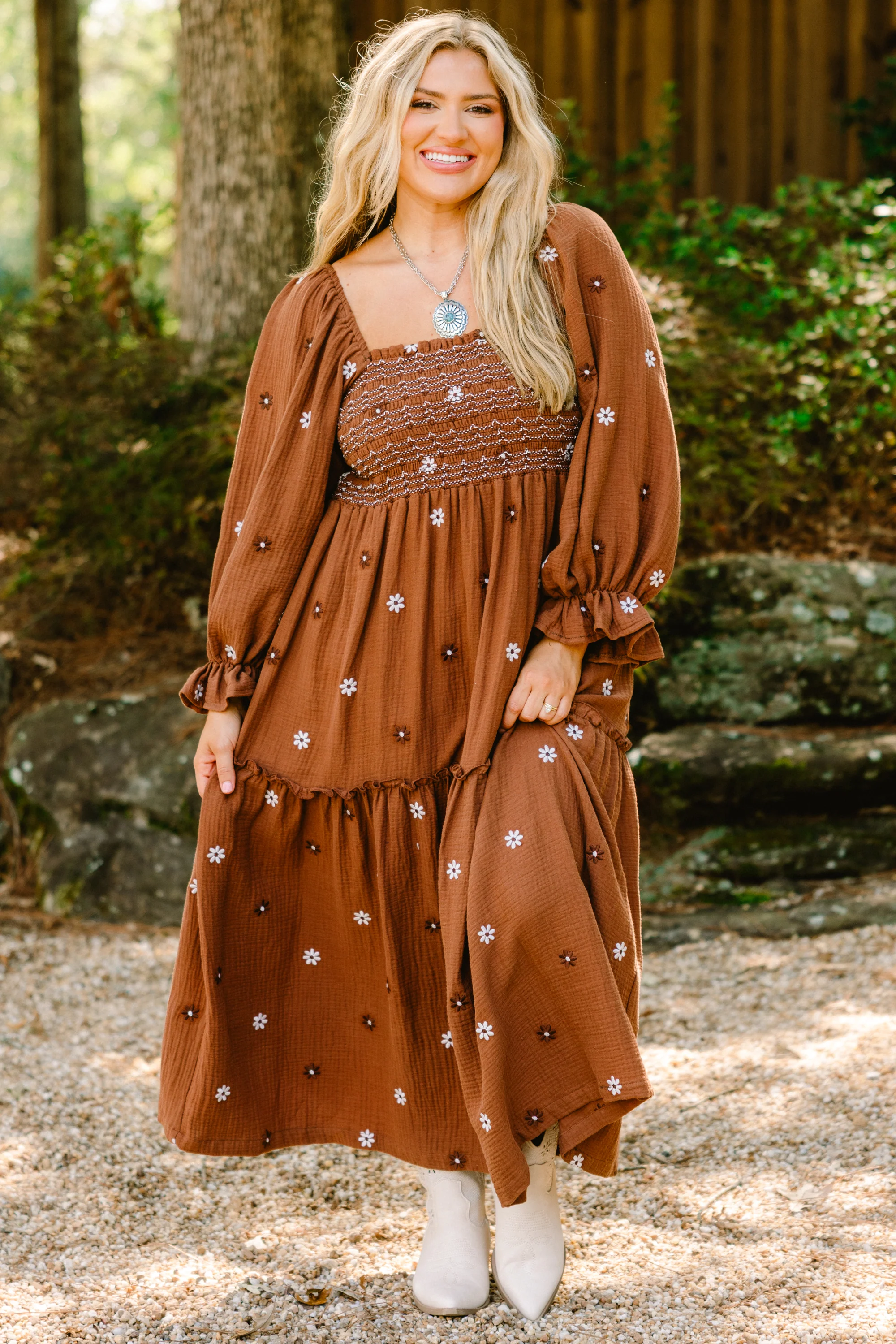 Wildflower Wonder Dress, Dark Brown - Giverhouse