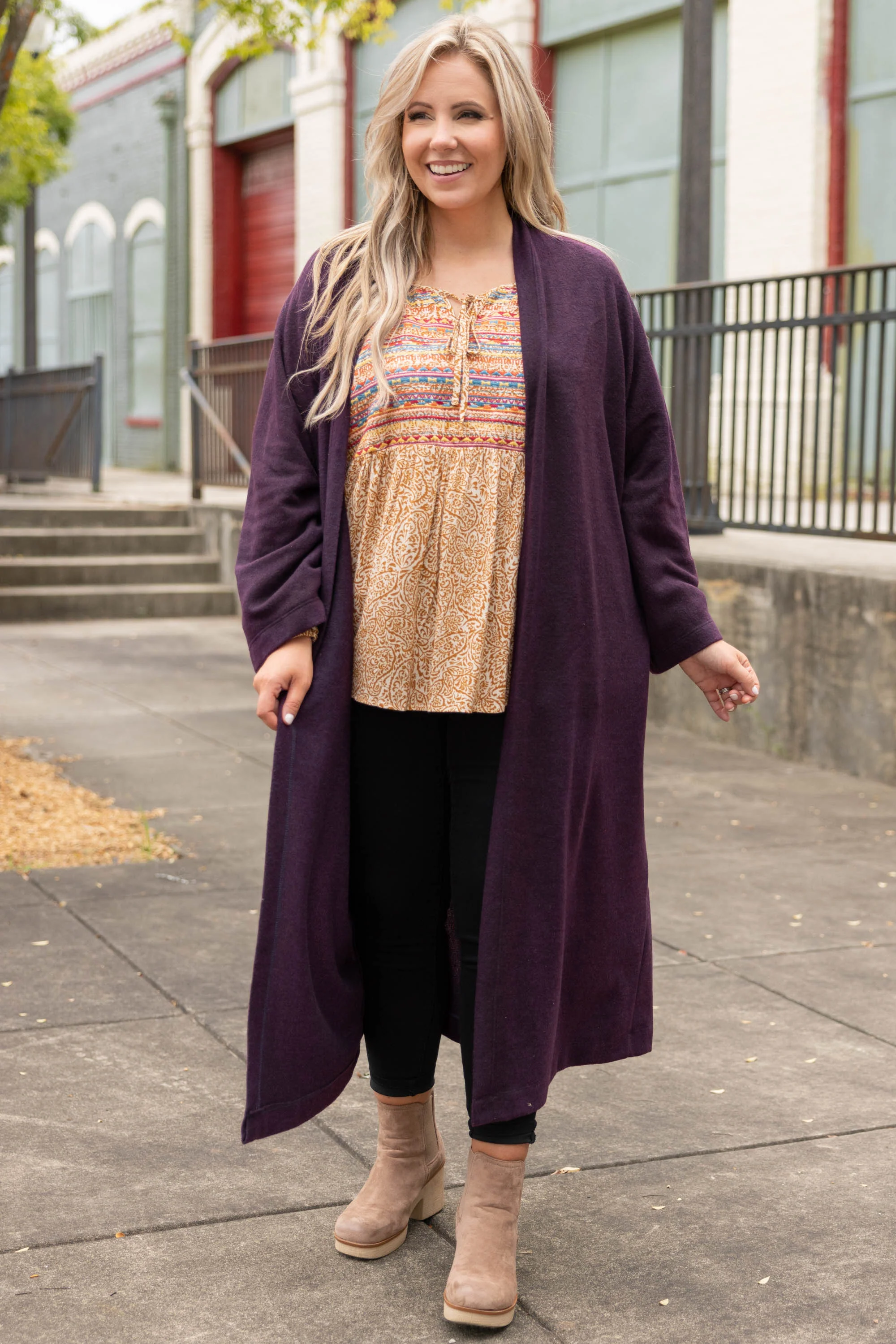 Great Heights Cardigan, Purple - Giverhouse