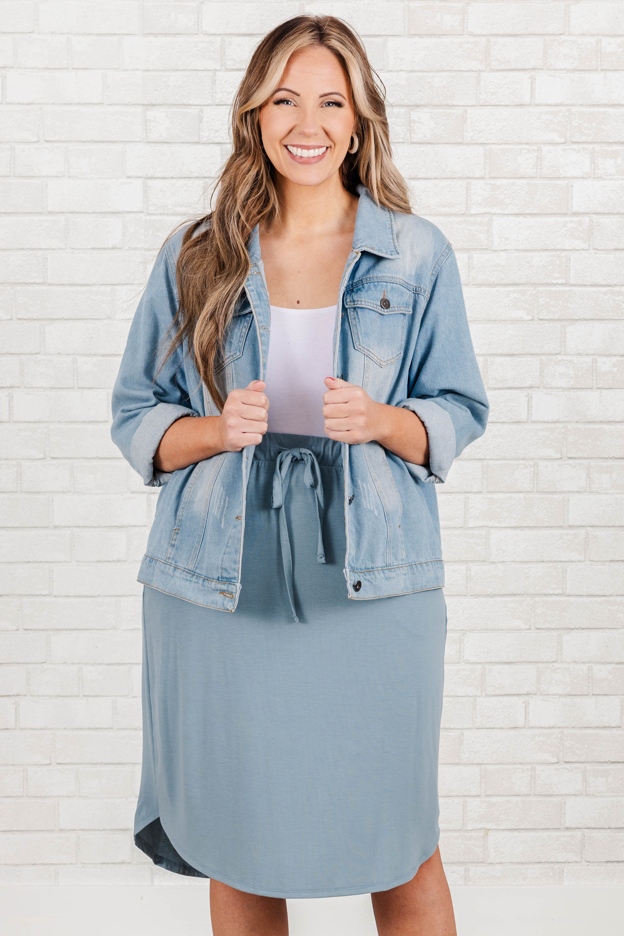 Nice And Comfortable Skirt, Blue Grey - Giverhouse