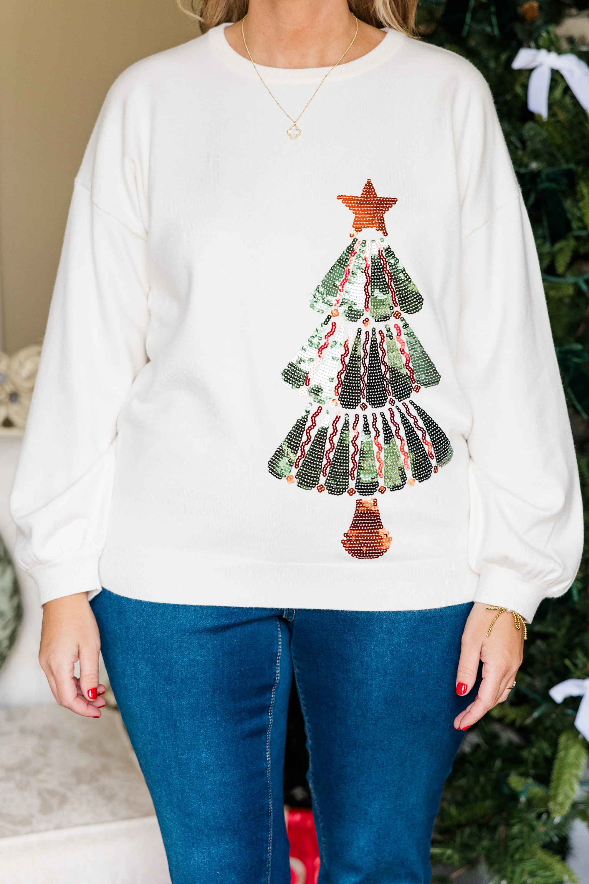 Presents Under The Tree Sweater, Cream - Giverhouse