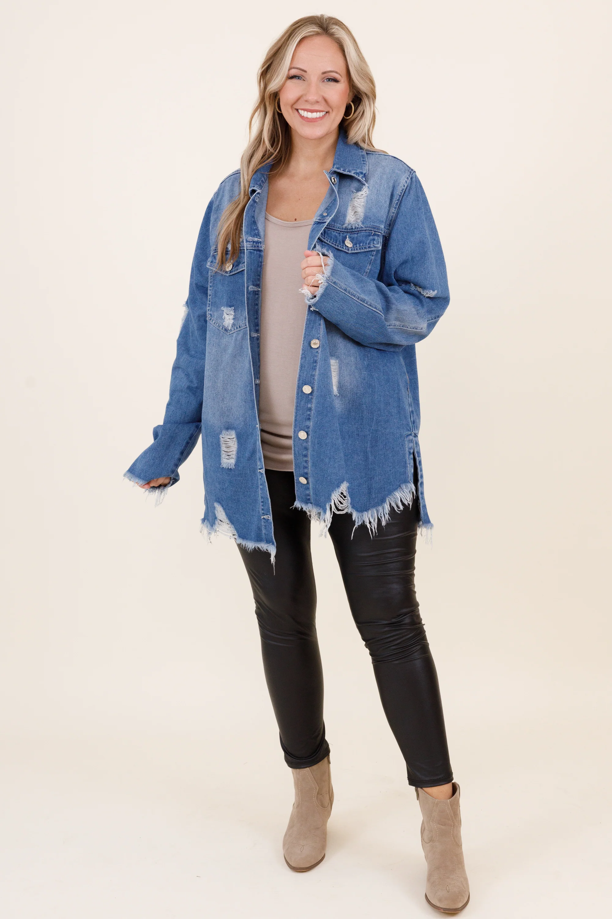 Hoping To Love You Jacket, Medium Wash - Giverhouse