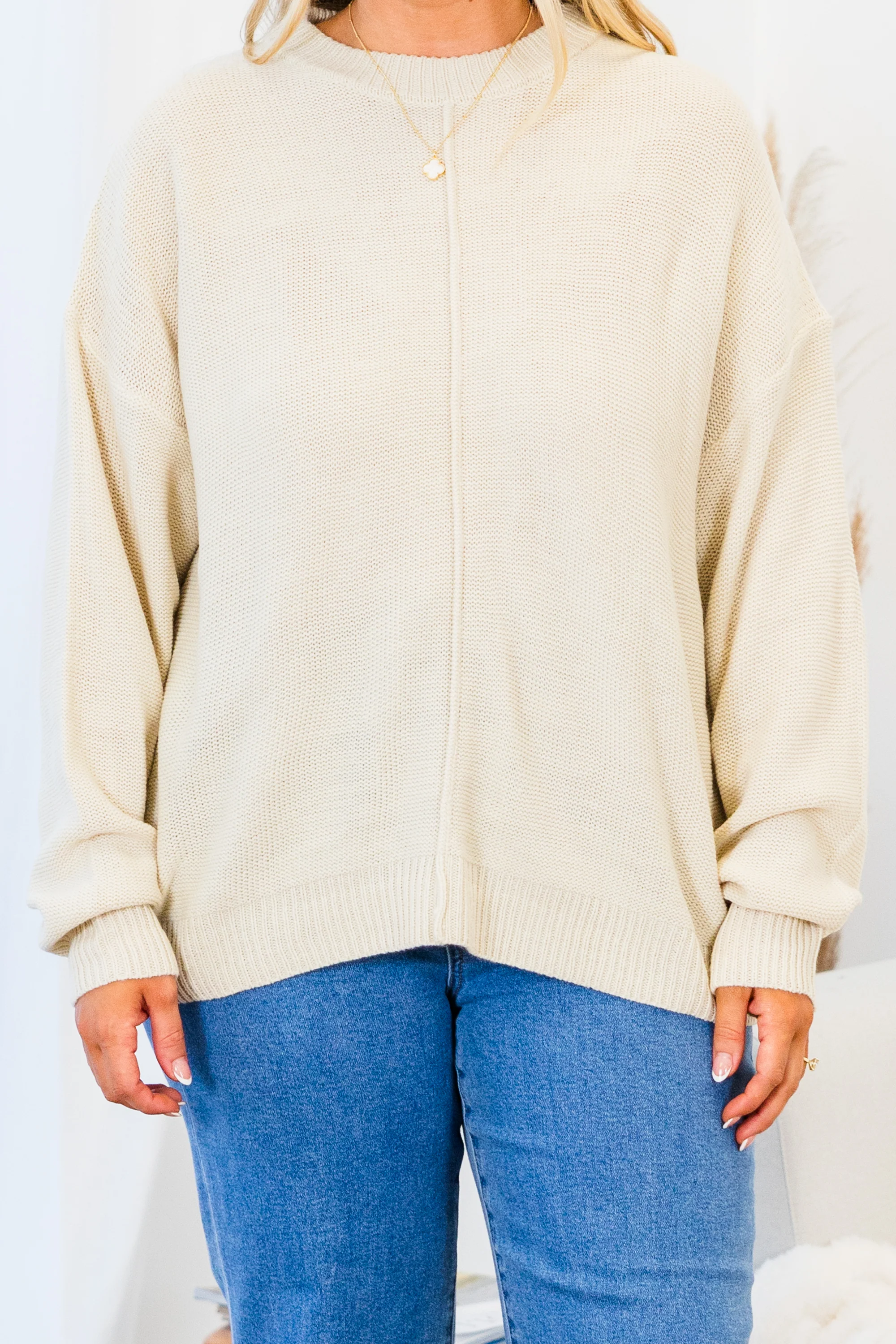 Work This Out Sweater, Cream - Giverhouse