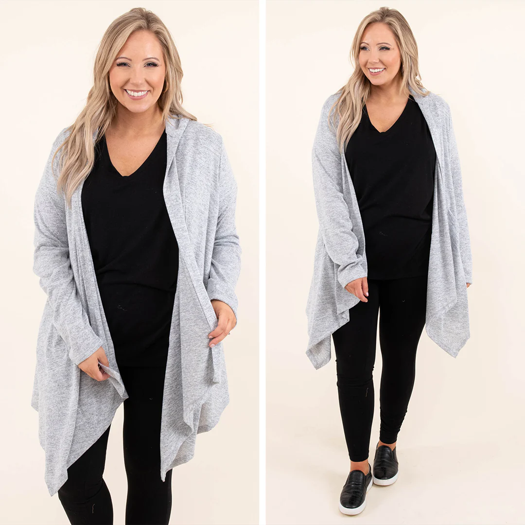 Two Sides To The Story Cardigan, Heather Gray - Giverhouse