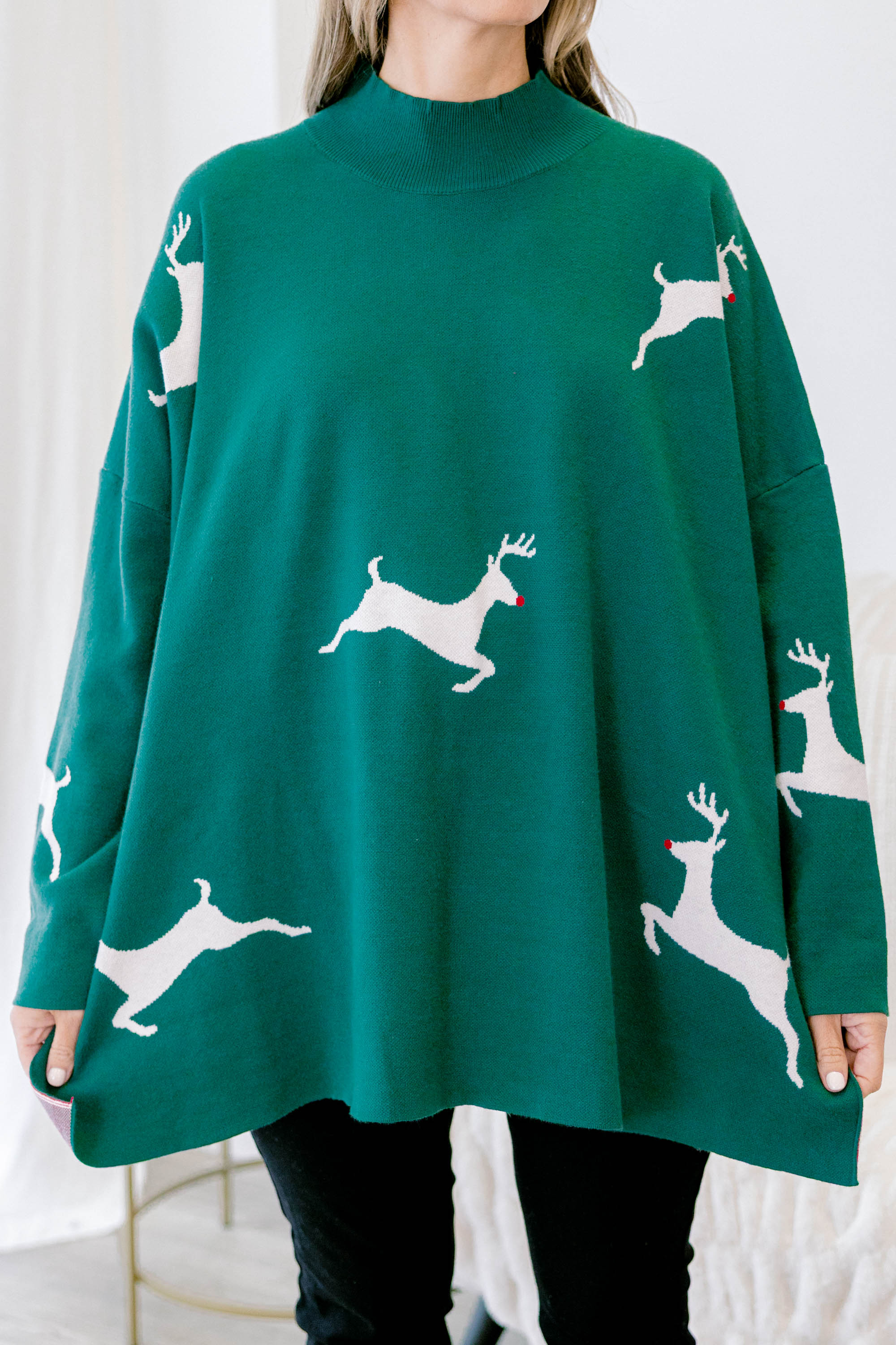 Everything And More Sweater, Green Deer - Giverhouse