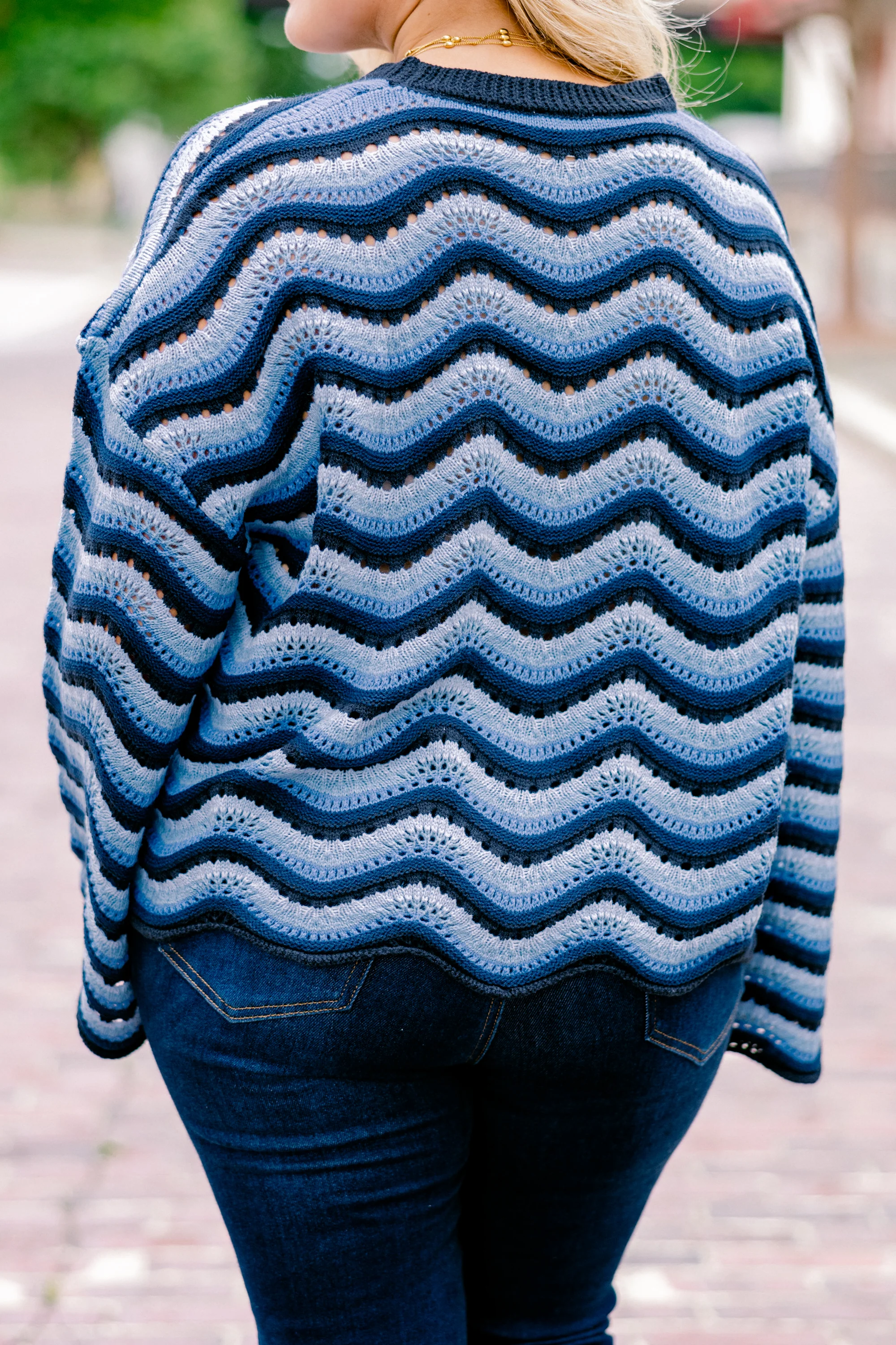 Wavy Comfort Sweater, Navy Blue - Giverhouse
