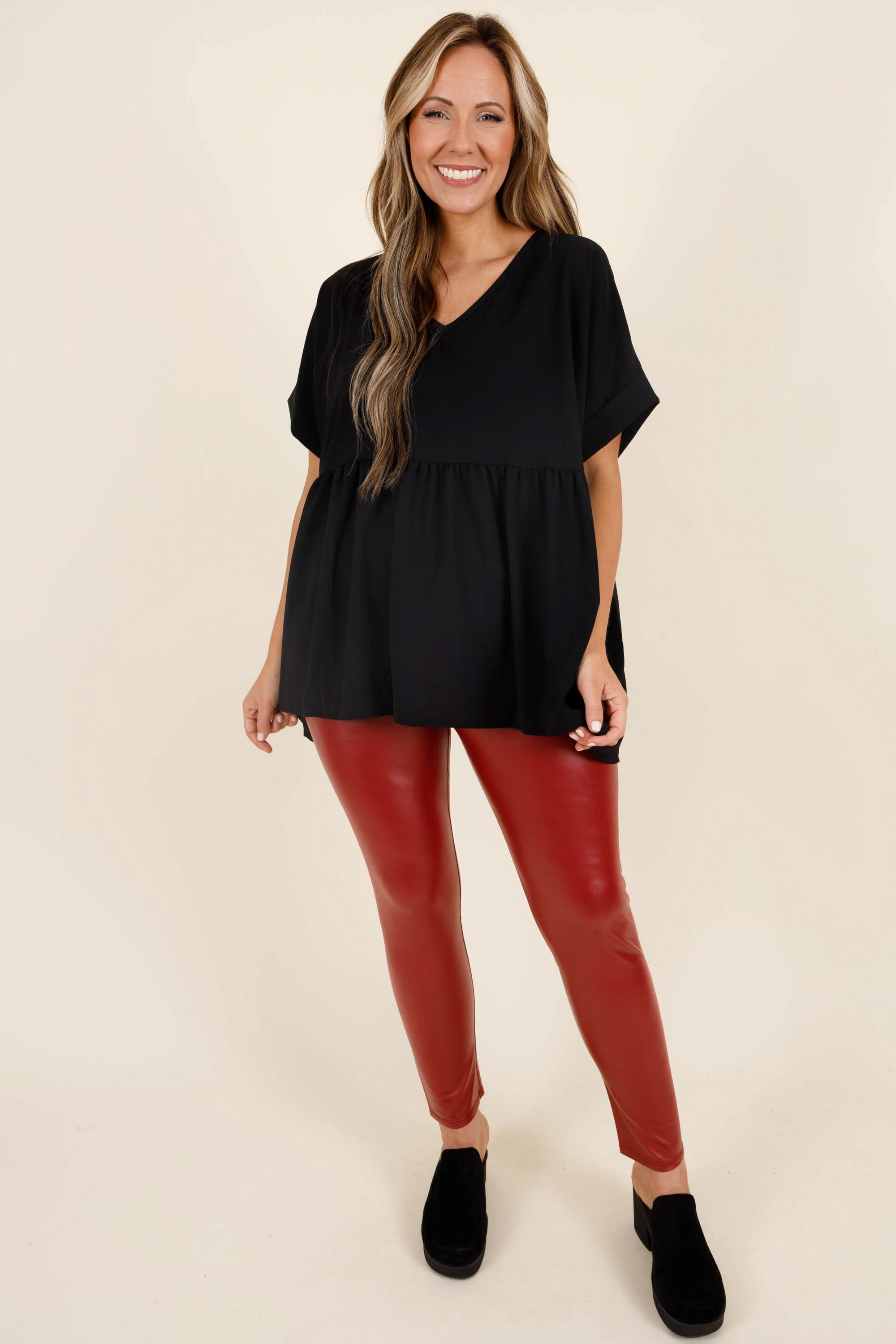 Wanna Dance All Night Leggings, Burgundy - Giverhouse