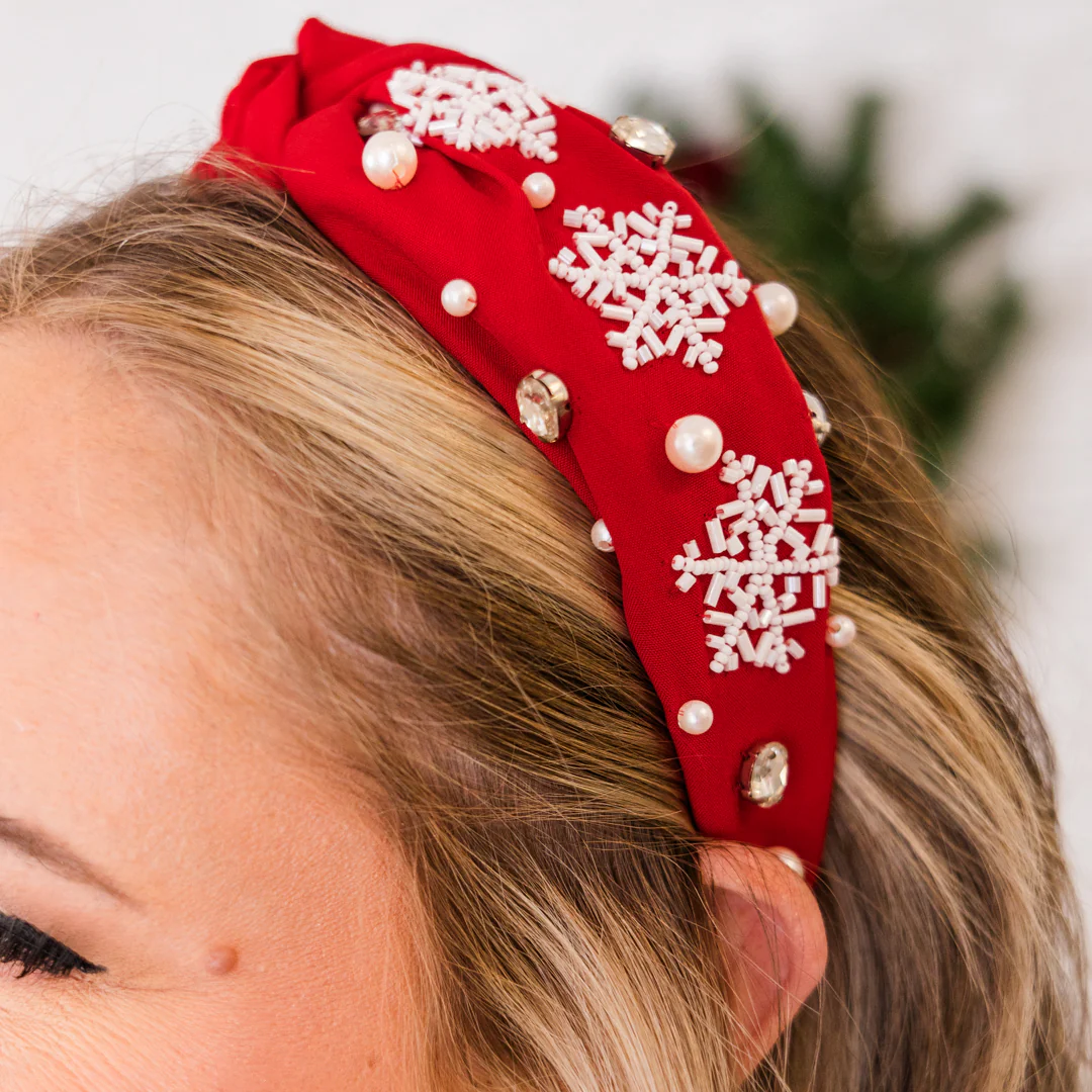Snowflake Paradise Headband, Red - Giverhouse