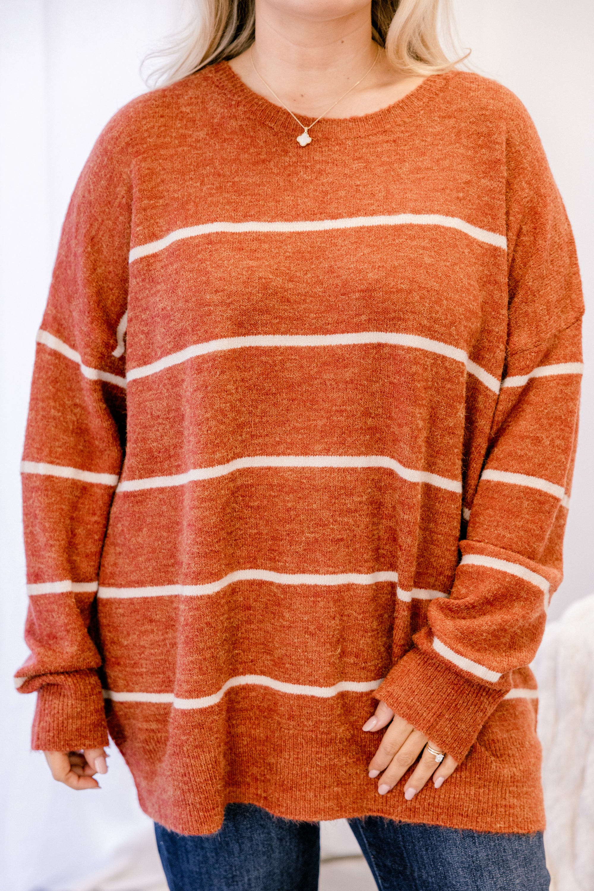 Slumber Party Sweater, Rust-Cream - Giverhouse