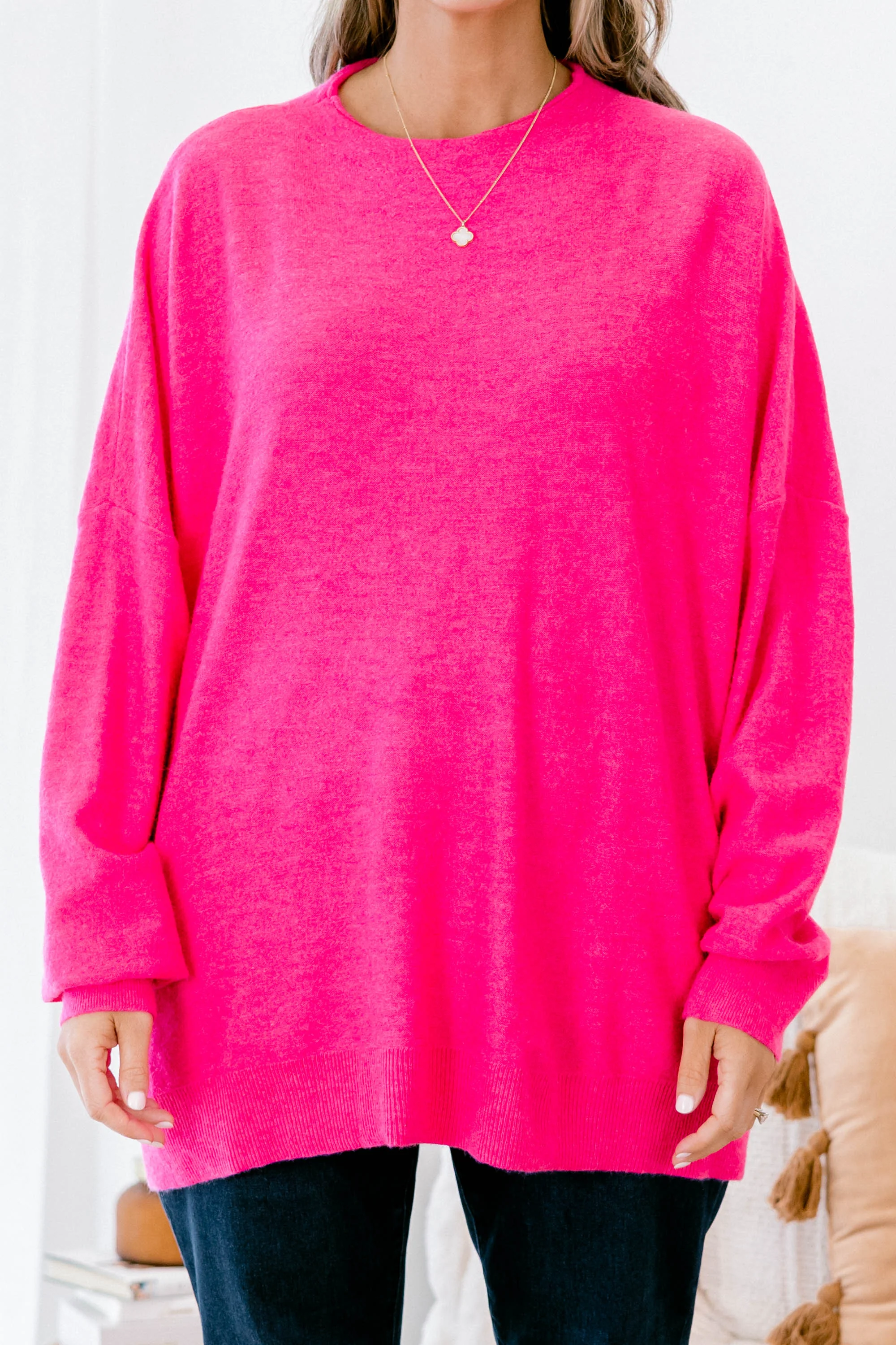 On My Own Sweater, Fuchsia - Giverhouse