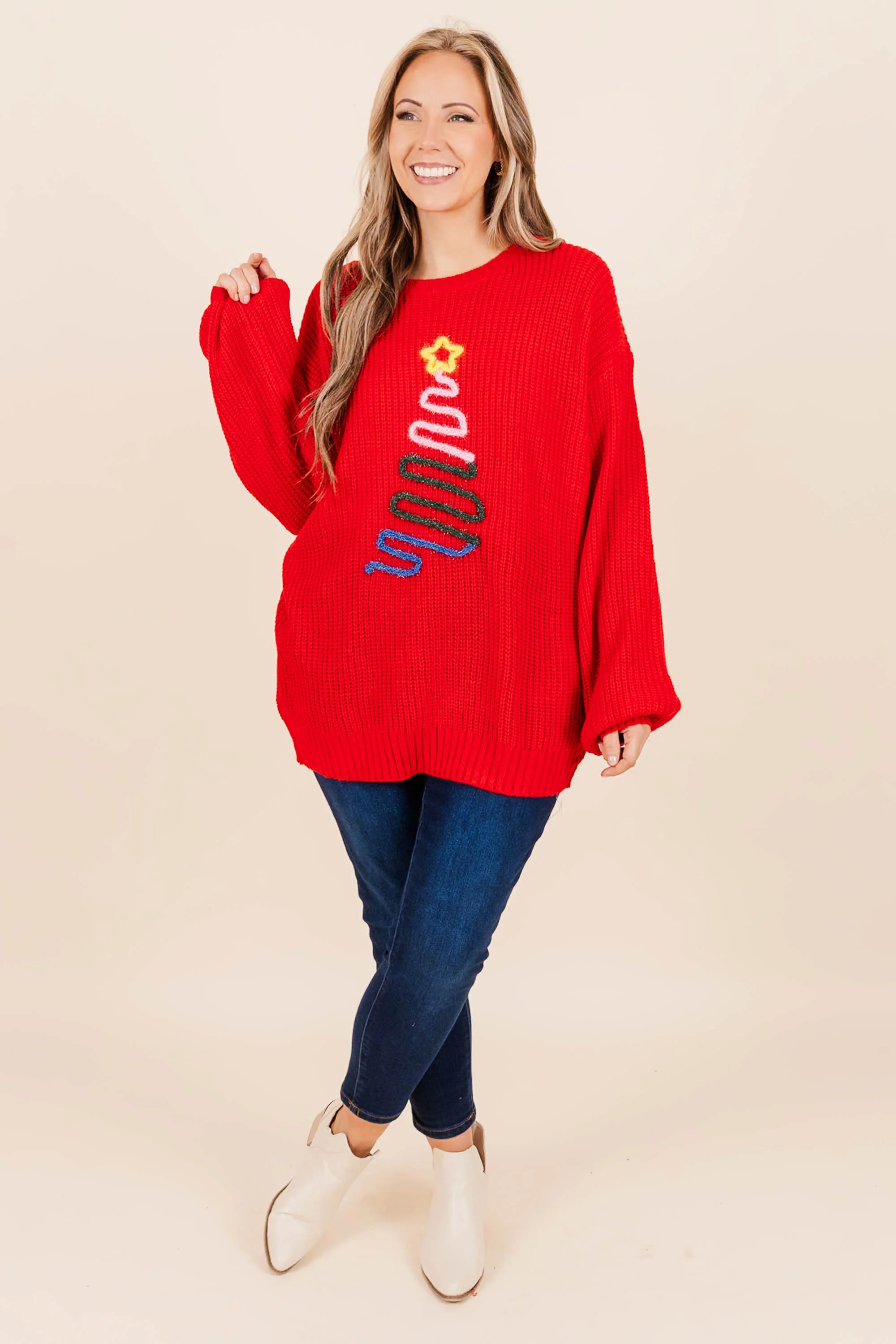 Star On Top Sweater, Red - Giverhouse