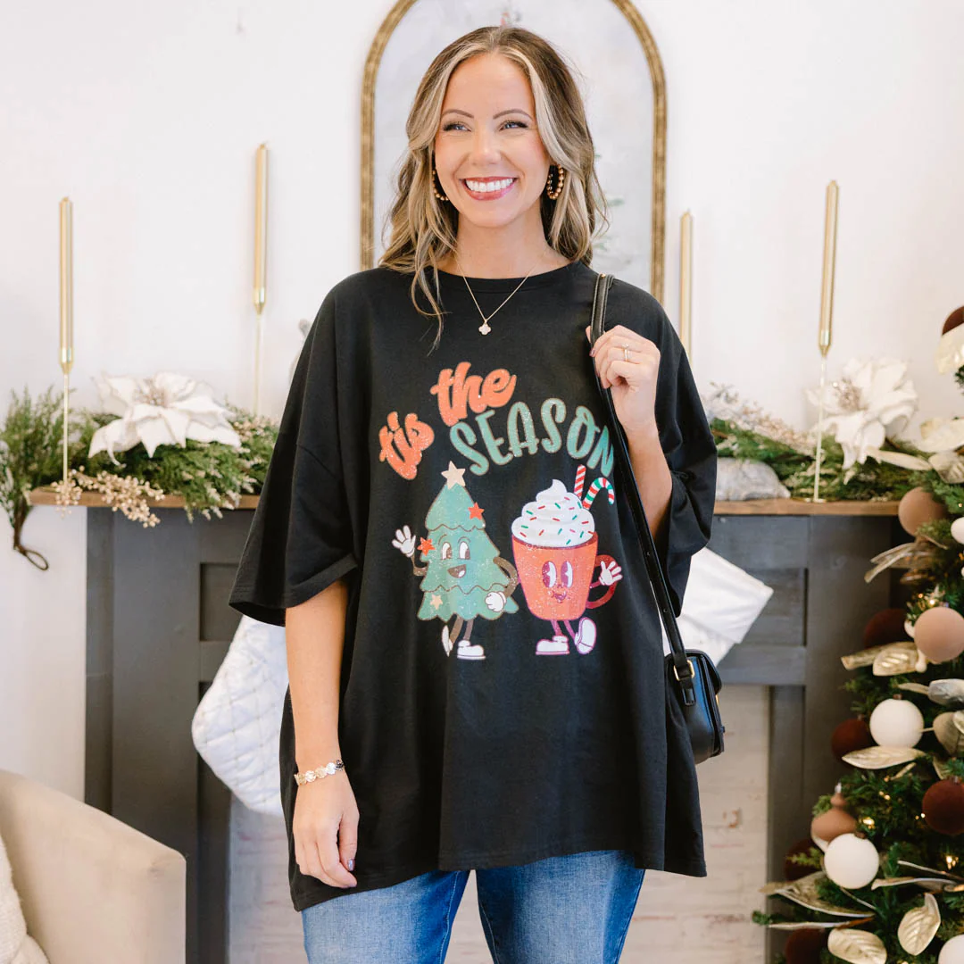 Season of Friends Boyfriend Tee, Black - Giverhouse