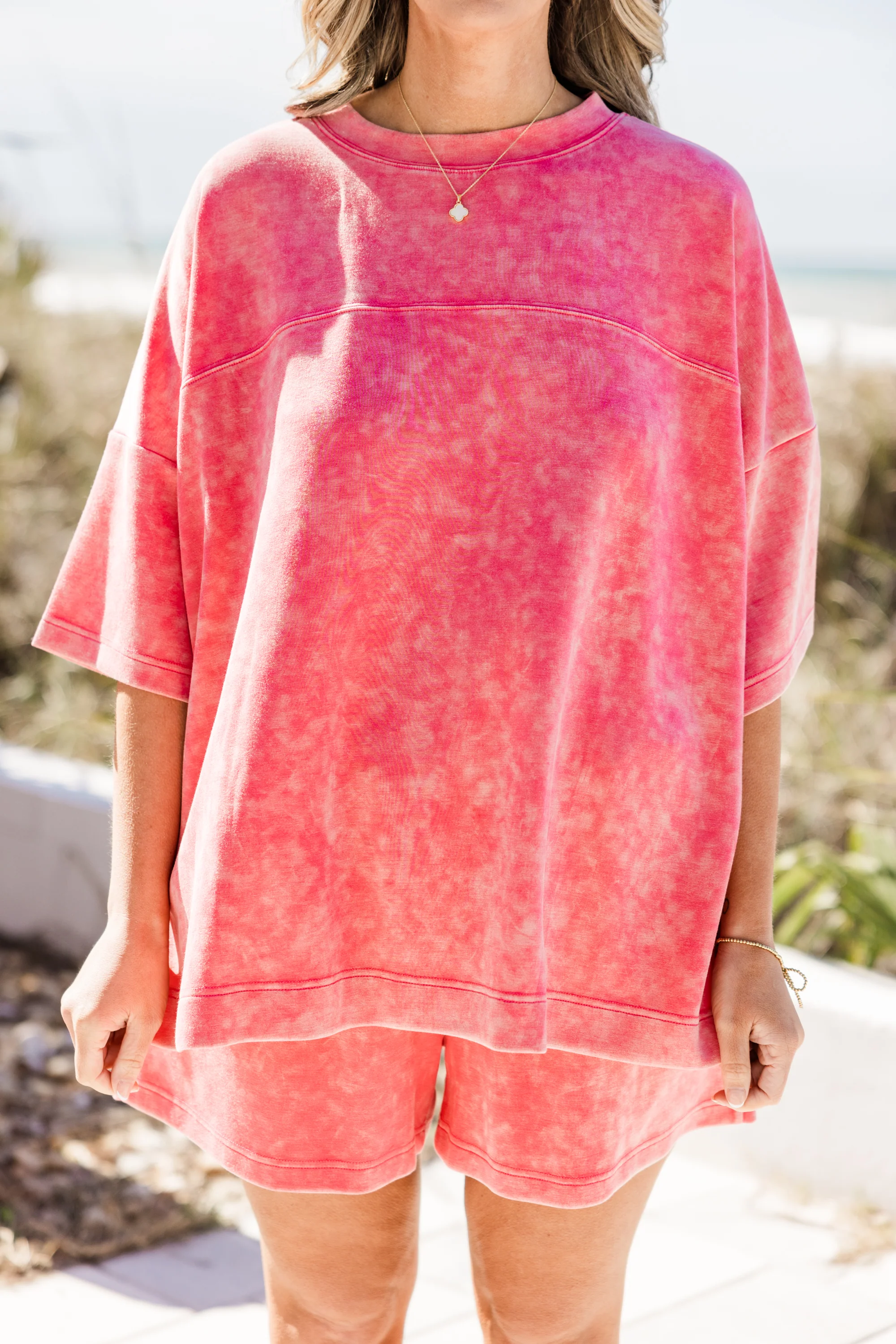 Easygoing Washed Top, Pink - Giverhouse