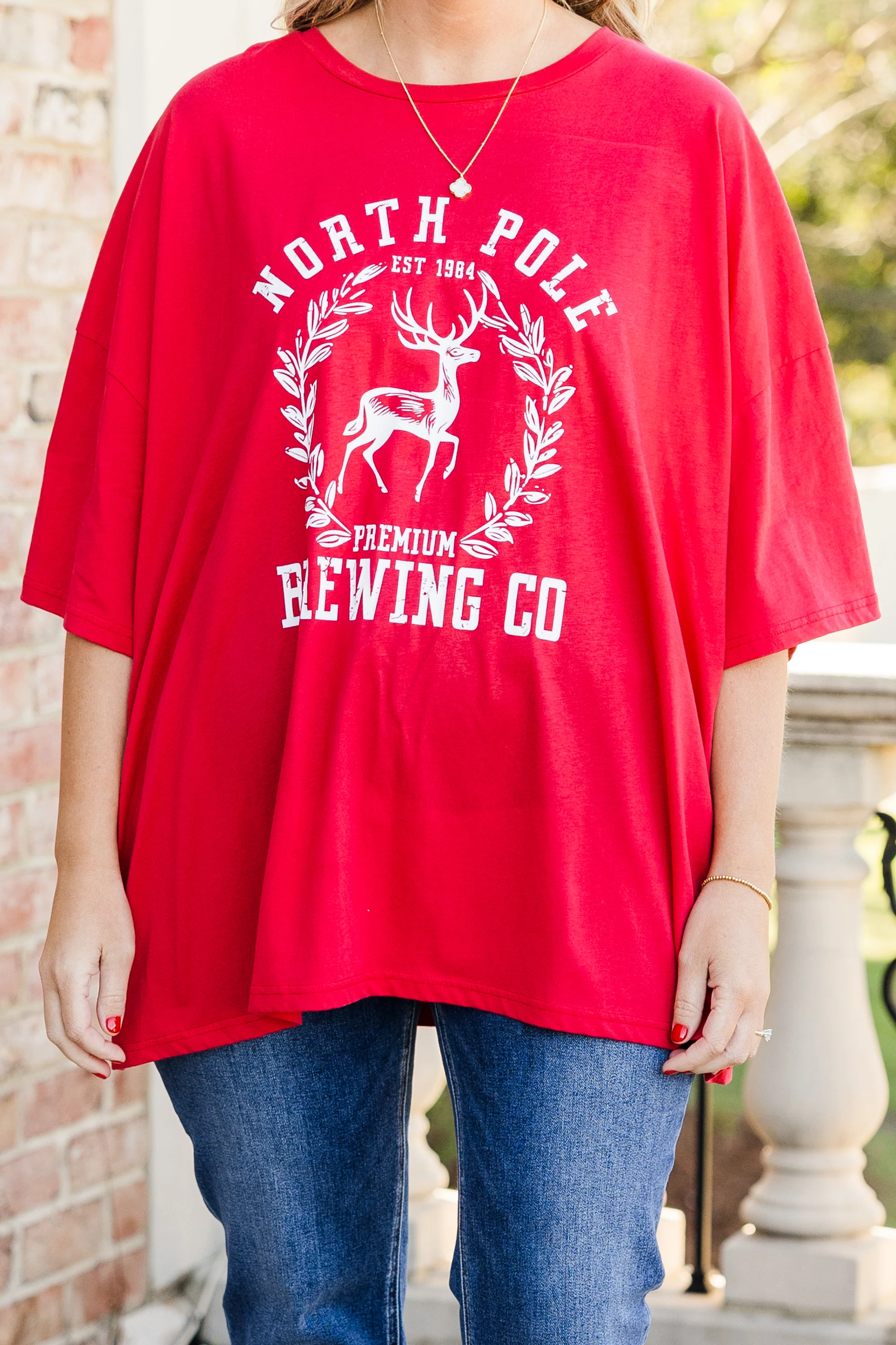 North Pole Brewing Boyfriend Tee, Red - Giverhouse