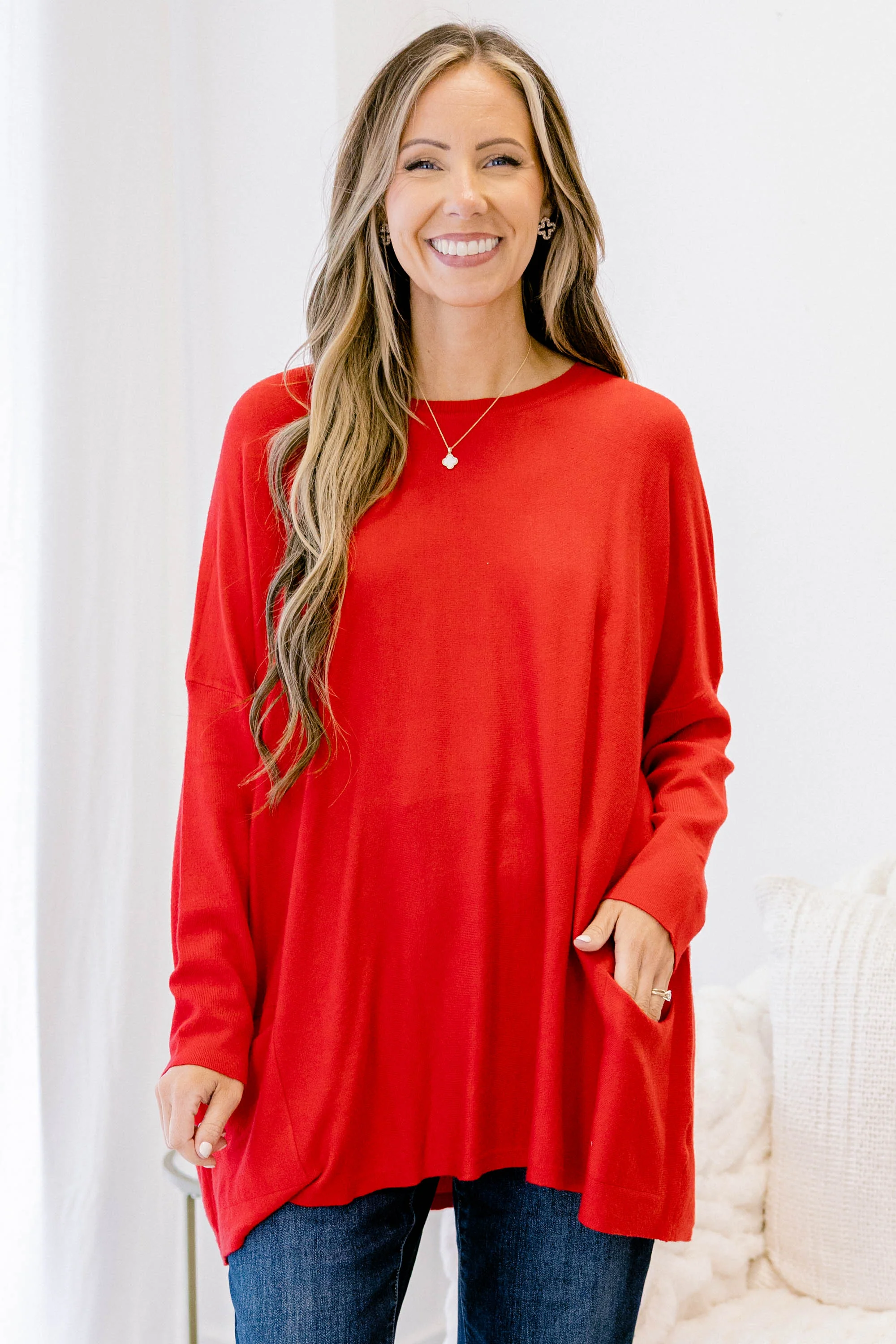 Snow Whispers Tunic, Red - Giverhouse