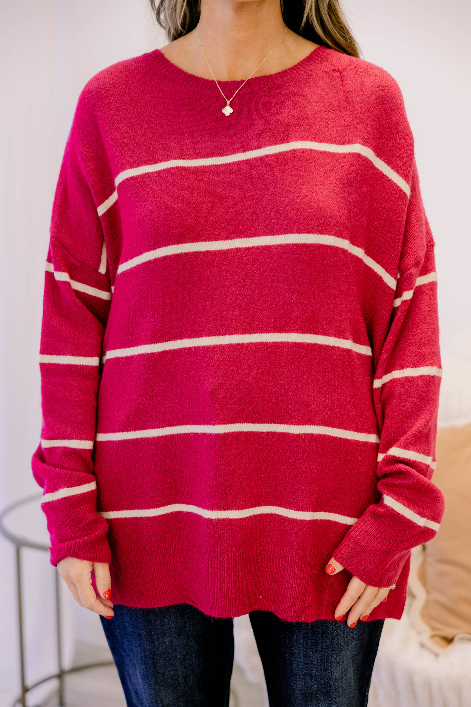 Slumber Party Sweater, Deep Pink - Giverhouse
