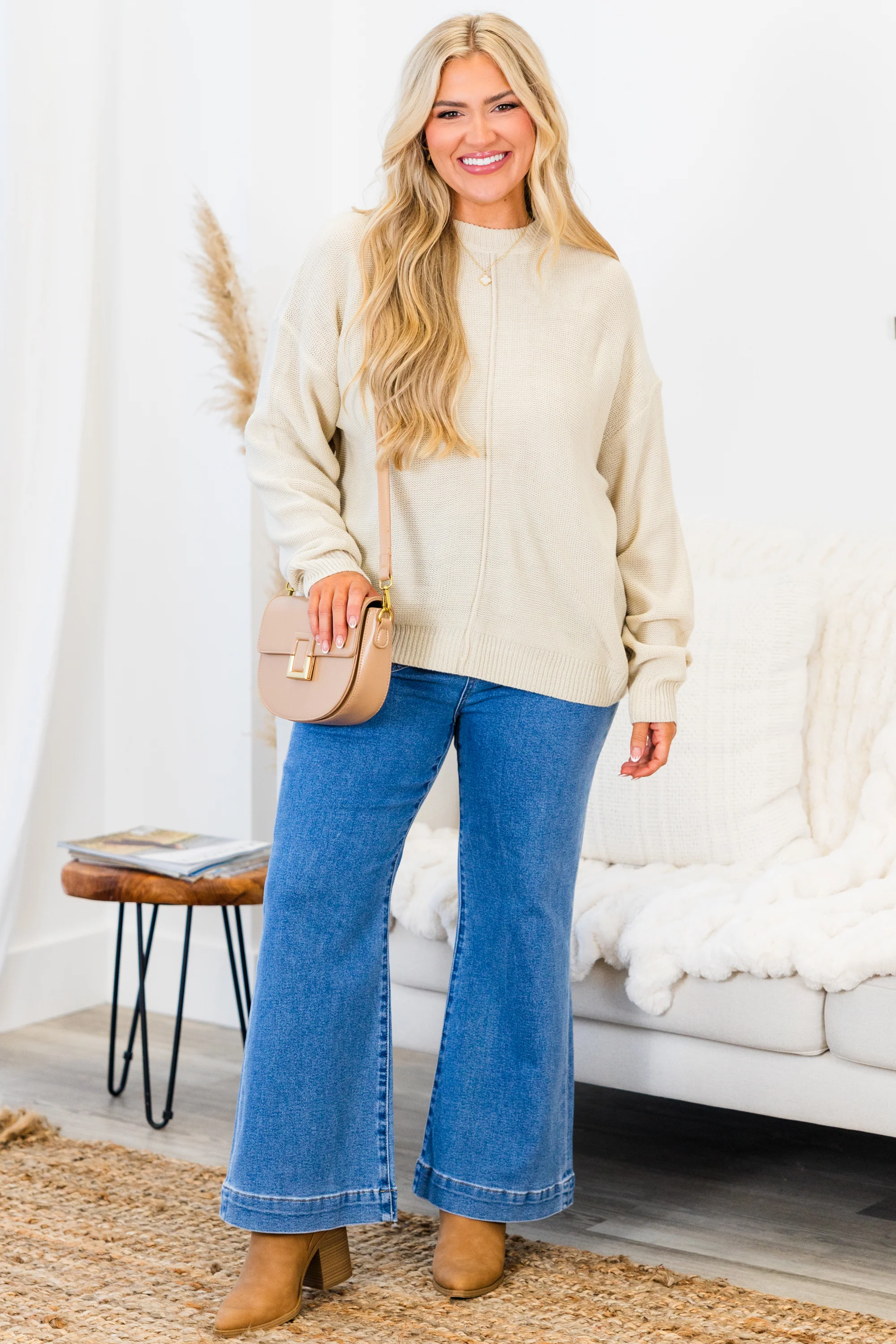 Work This Out Sweater, Cream - Giverhouse