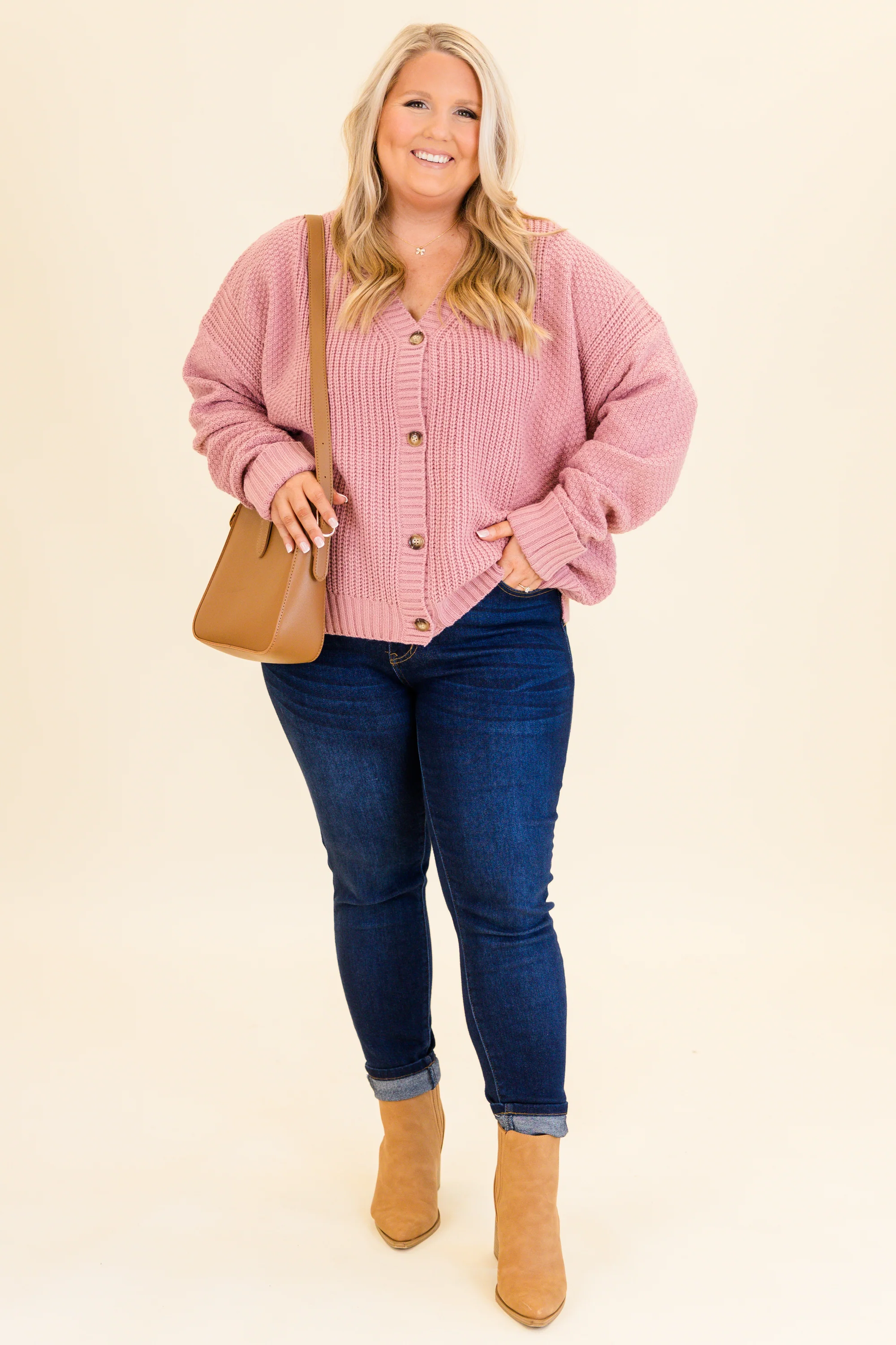 Crisp Evenings Cardigan, Mauve - Giverhouse