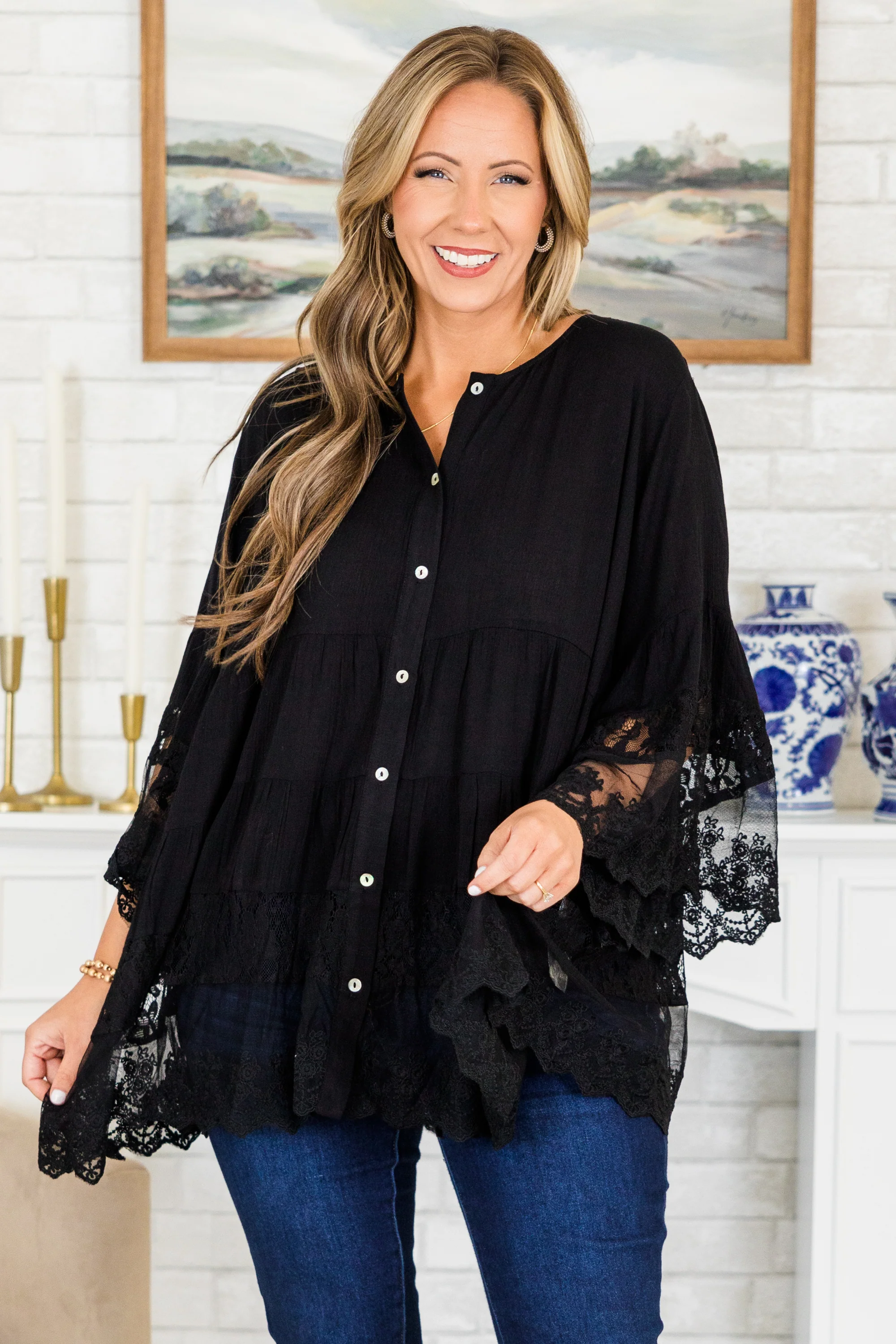 Don't Fail Me Now Blouse, Black - Giverhouse