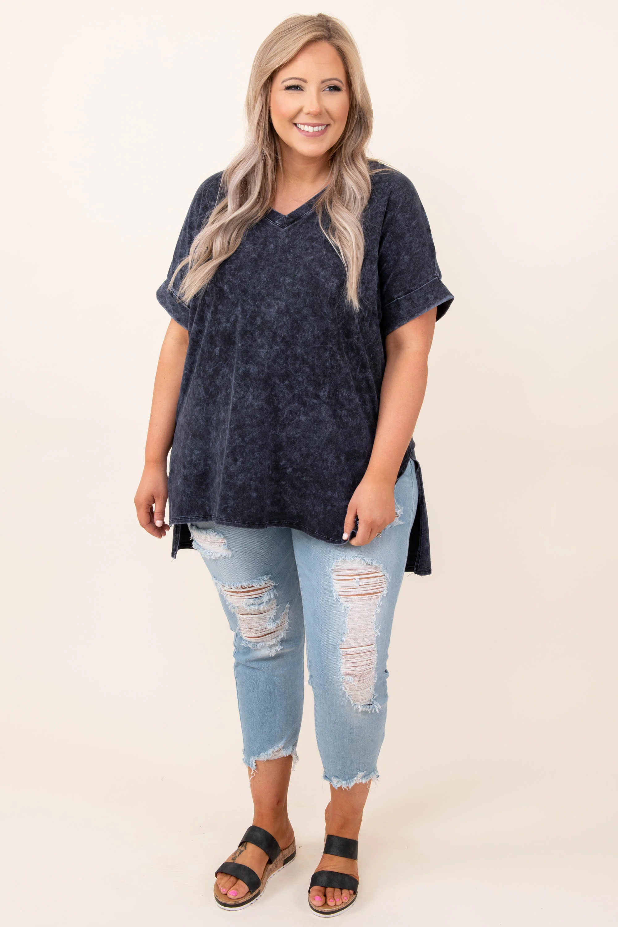 Comfy Travels Top, Blue-Grey Mineral Wash - Giverhouse