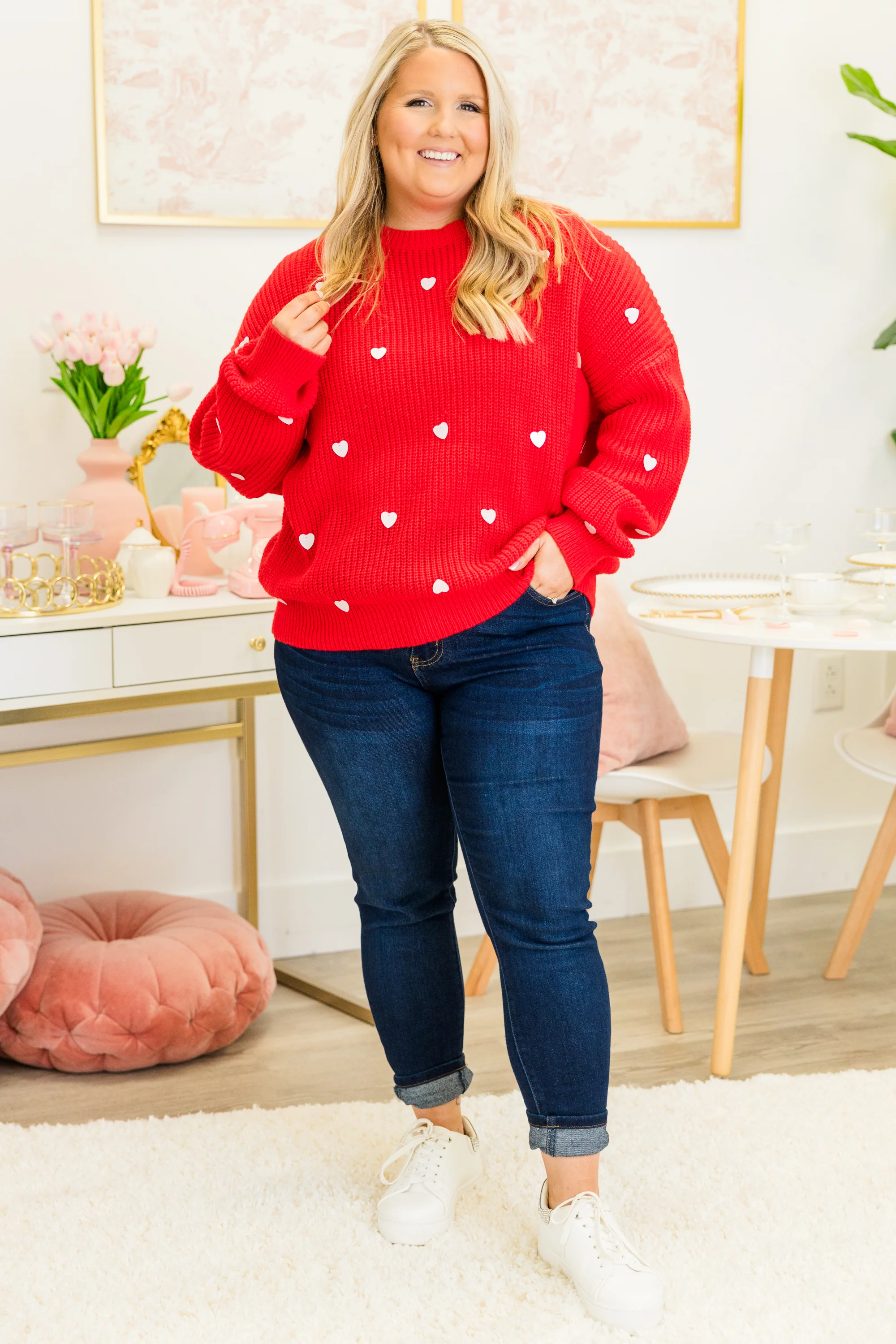 Heartbeat Tempo Sweater, Red - Giverhouse