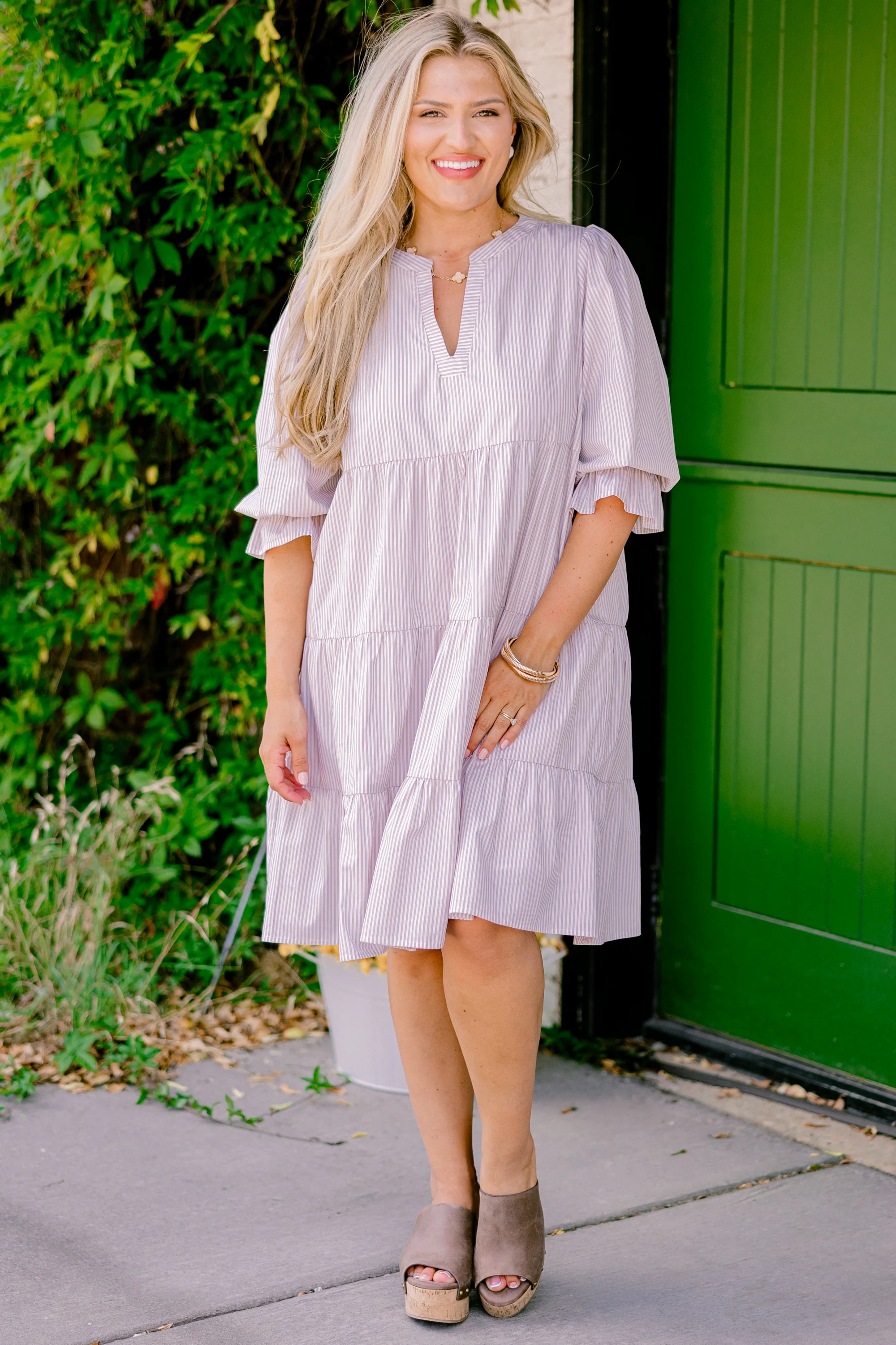 What You Know Dress, Brown Stripe - Giverhouse