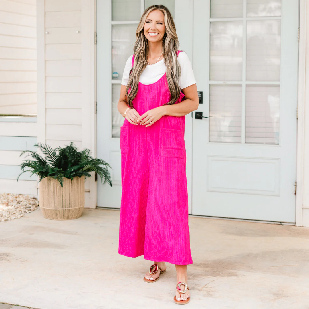 Give Me Your Time Jumpsuit, Fuchsia - Giverhouse