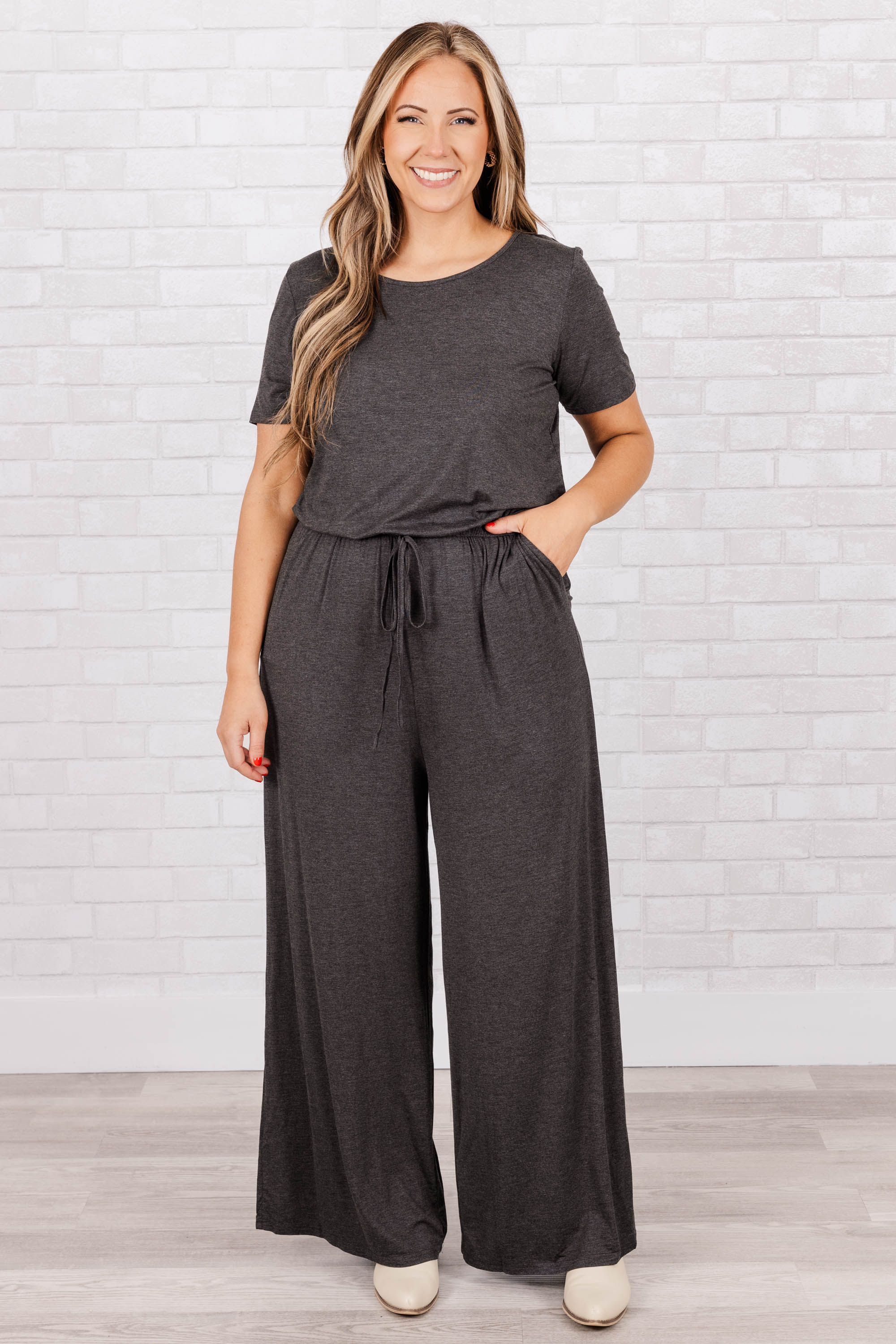 Louder Than Words Jumpsuit, Charcoal - Giverhouse