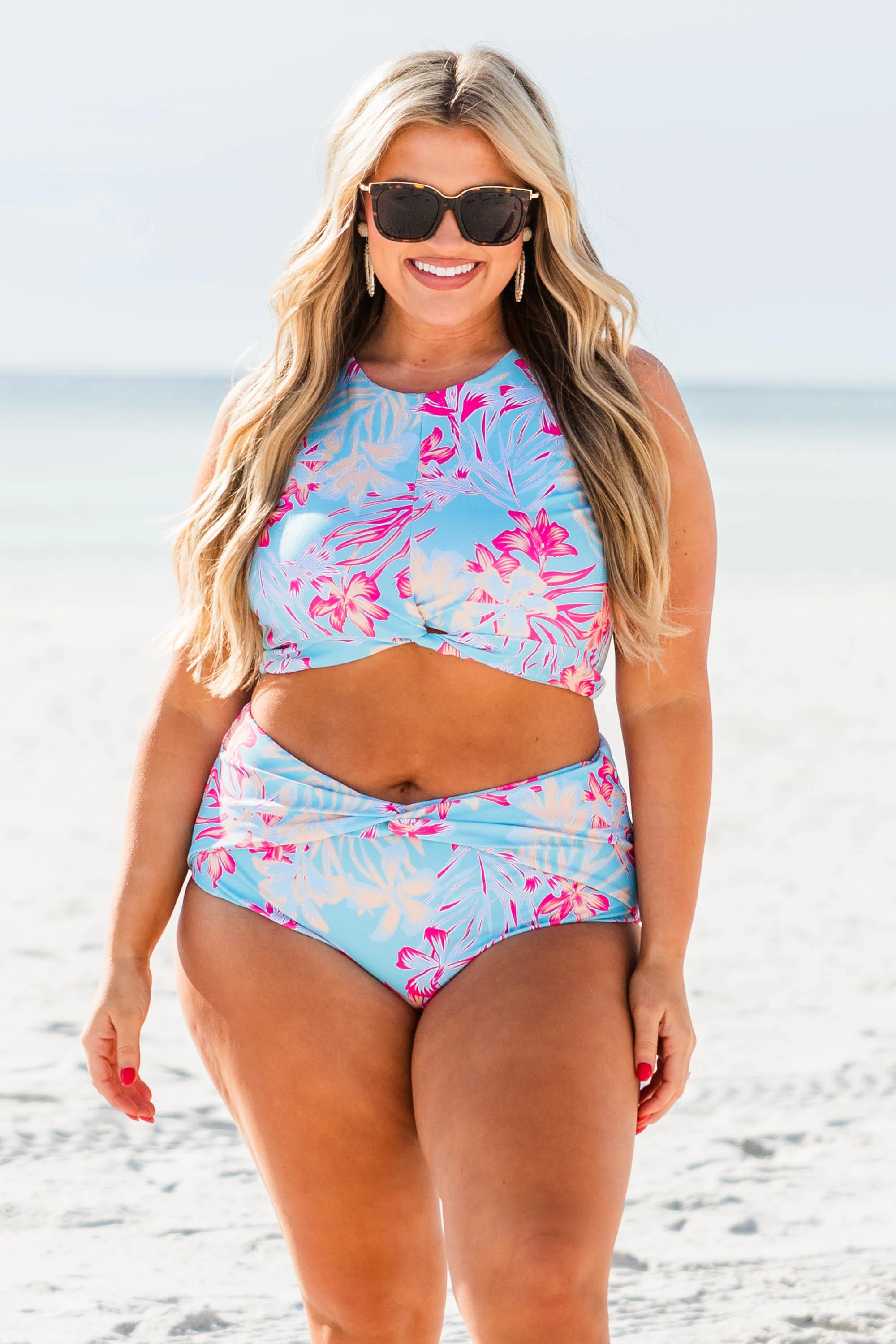 Swim With Me Swim Top, Blue Tropical - Giverhouse