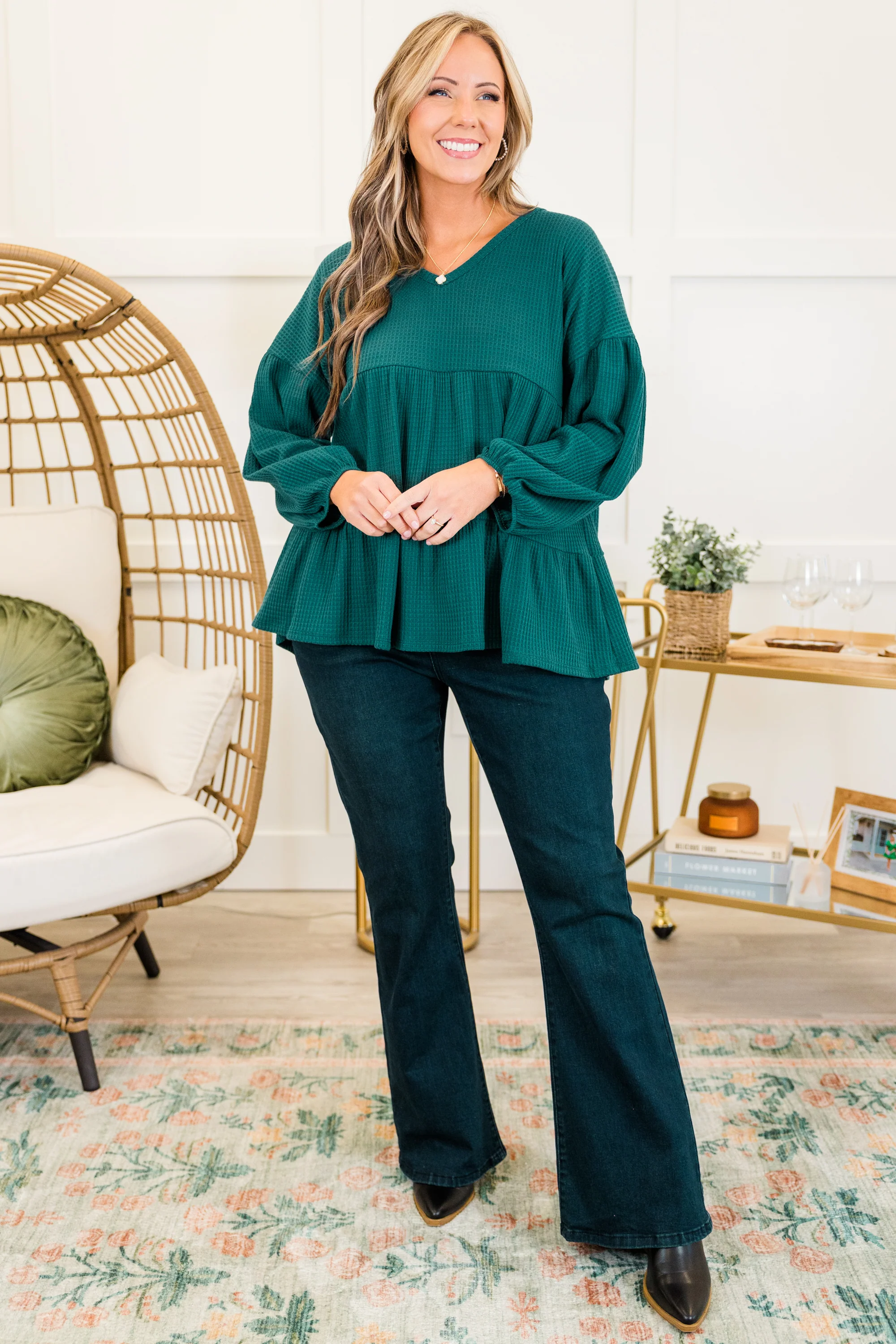 Good Signs Top, Hunter Green - Giverhouse