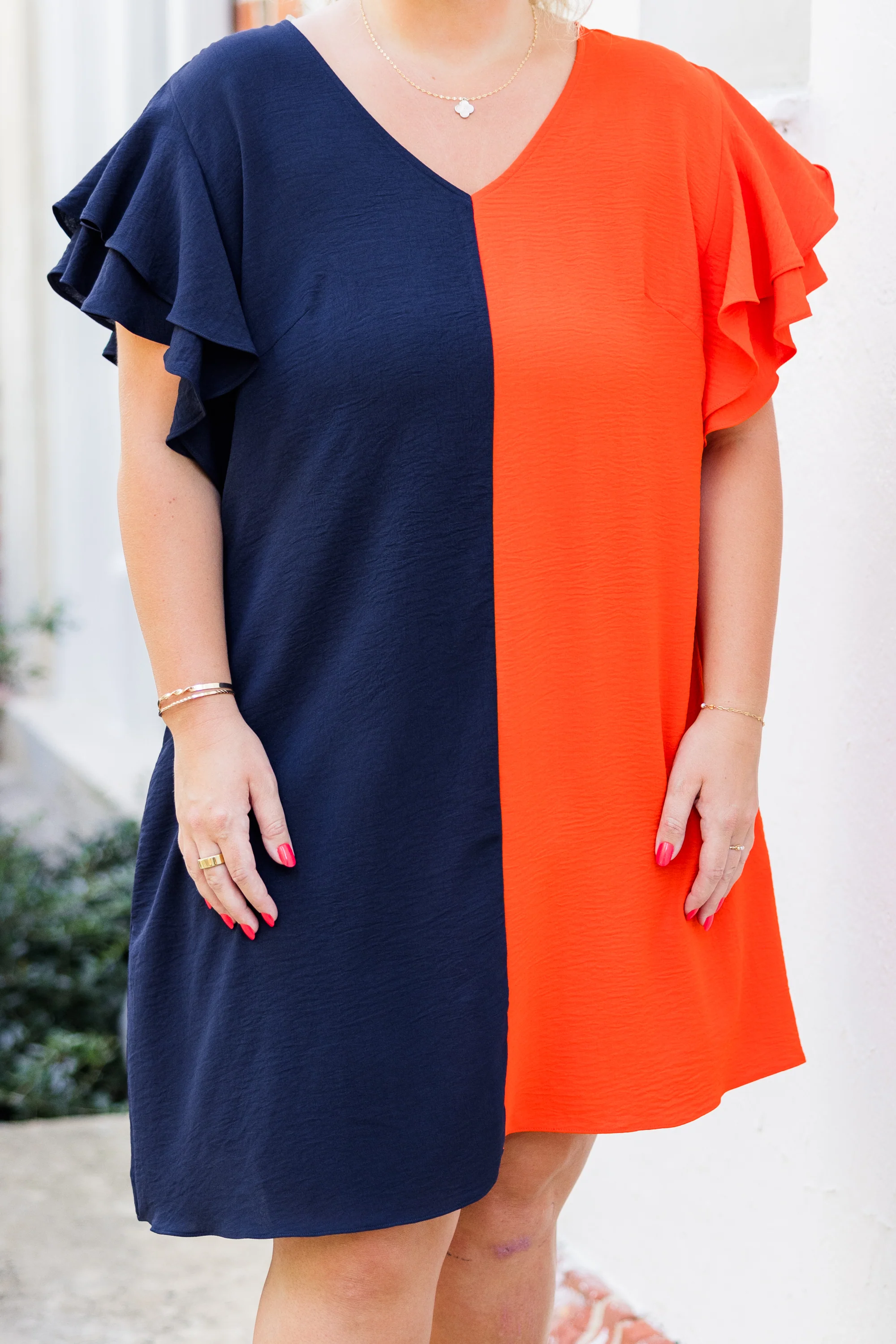 Saturday Best Dress, Navy-Orange - Giverhouse