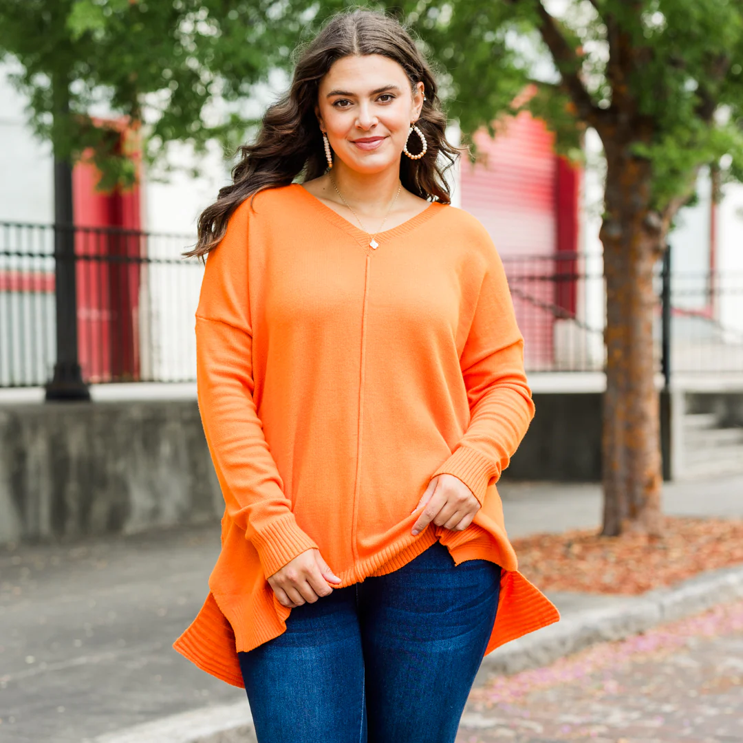 I'm Better Now Sweater, Orange - Giverhouse