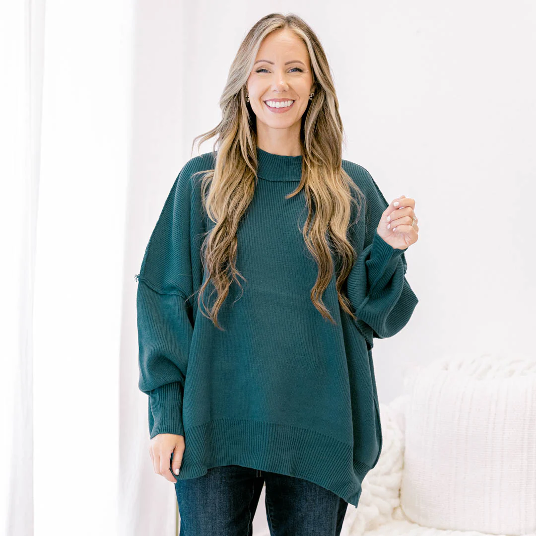 Perfectly Cozy Sweater, Teal - Giverhouse