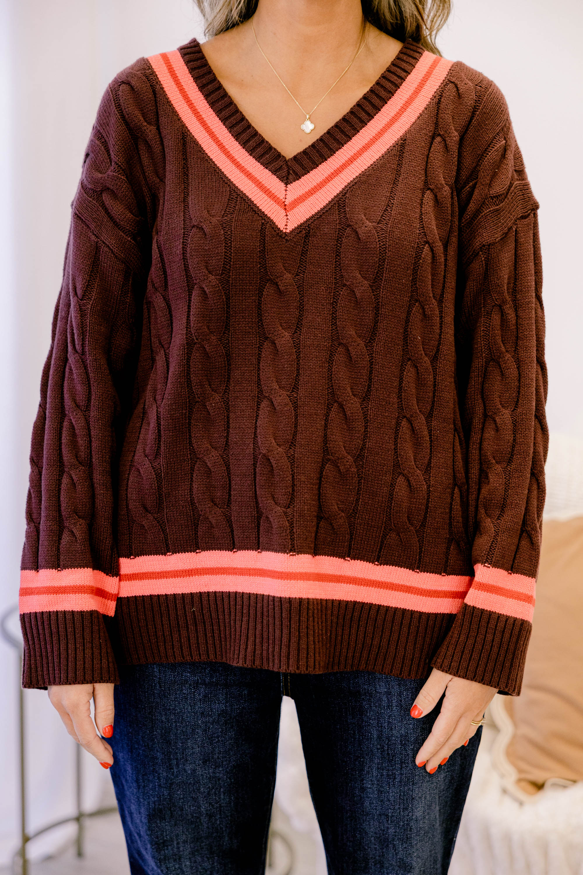 Someone To Remember Sweater, Brown Stripe - Giverhouse