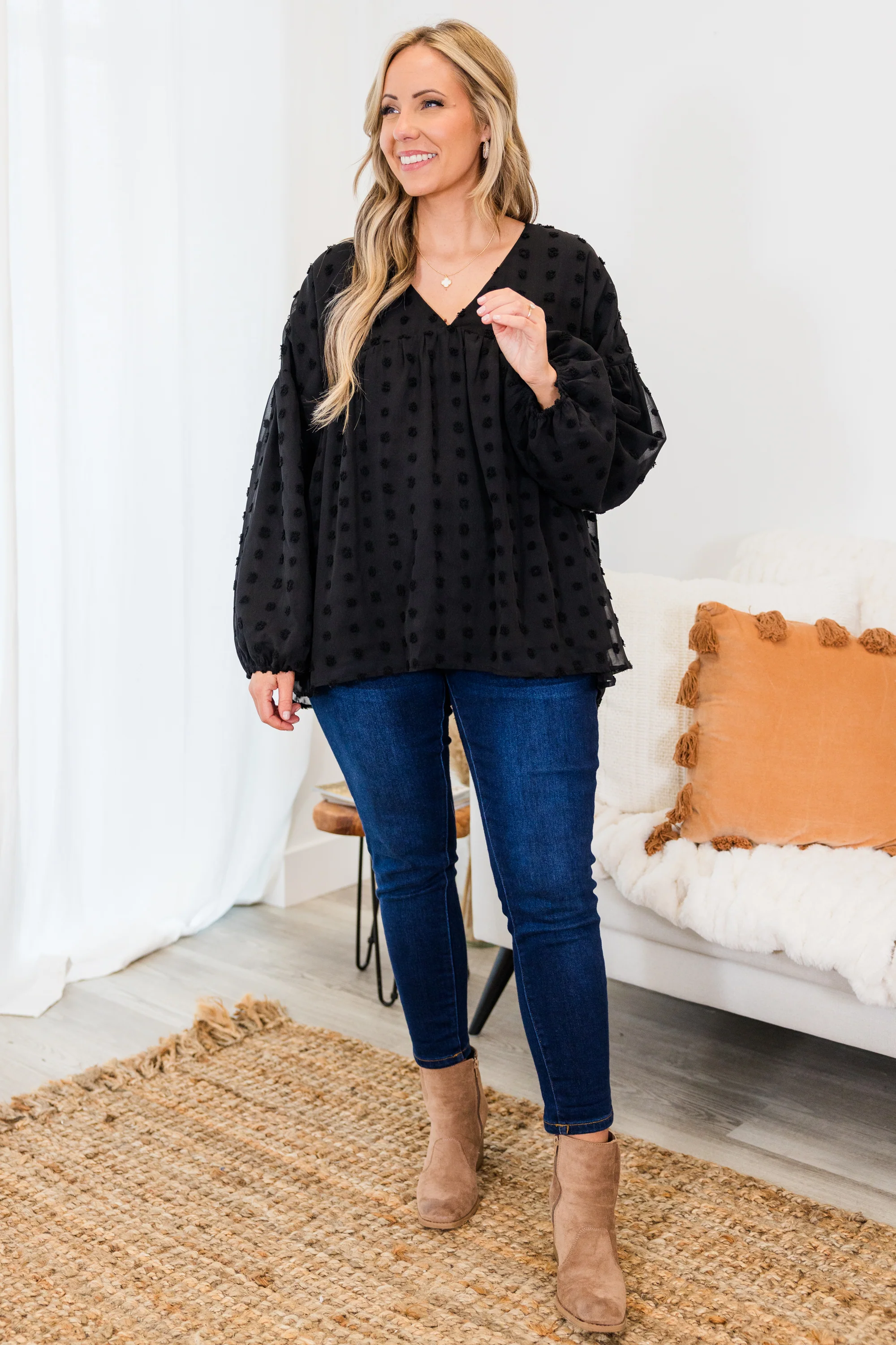 Rustic Charm Blouse, Black - Giverhouse