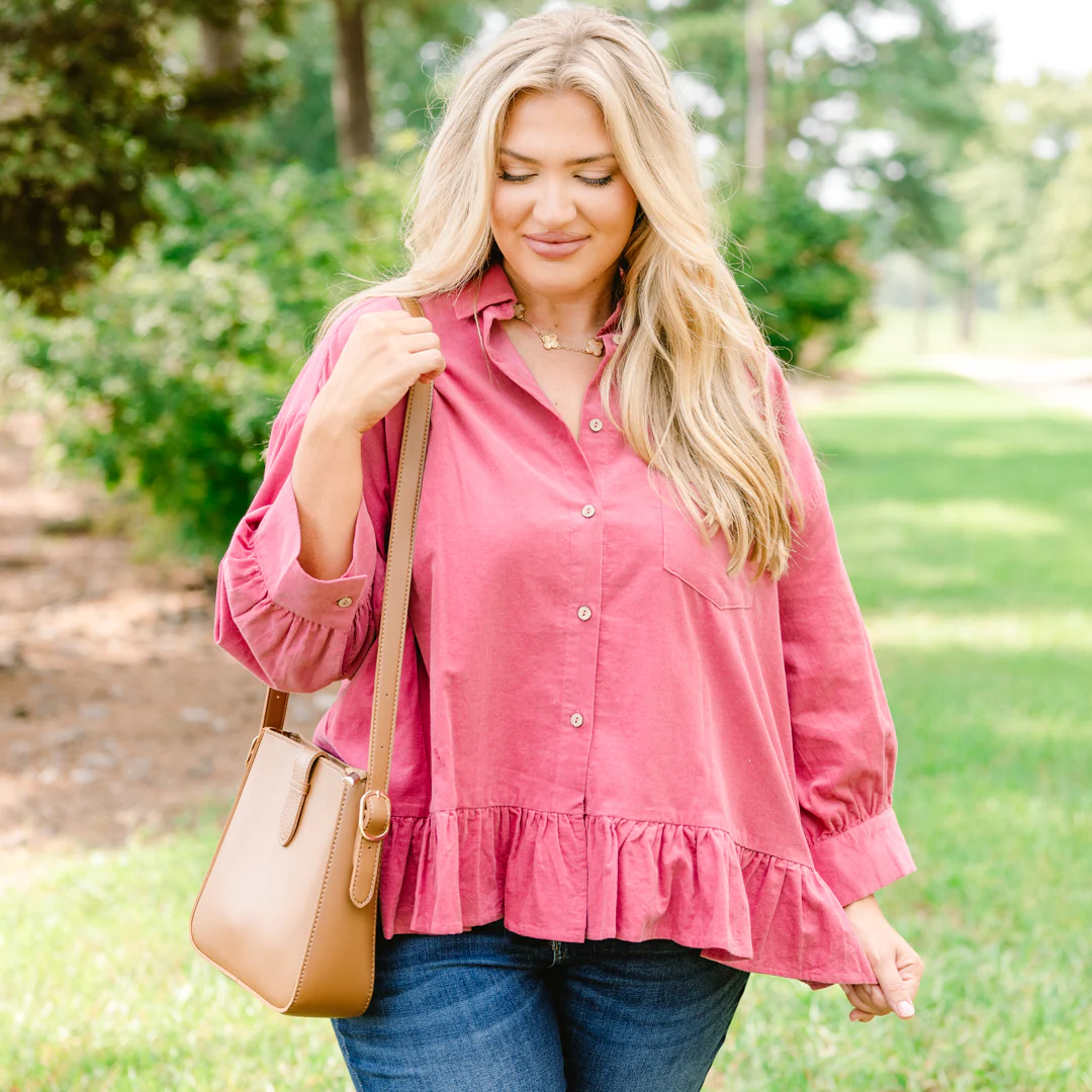 Feel Free Top, Pink Corduroy - Giverhouse