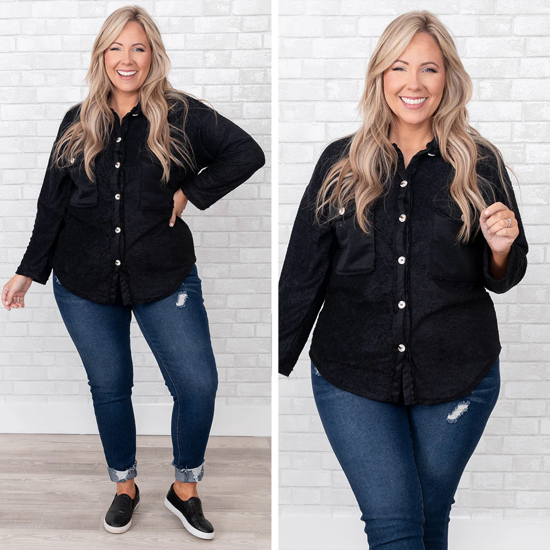 Best Of Both Worlds Shirt Jacket, Black - Giverhouse