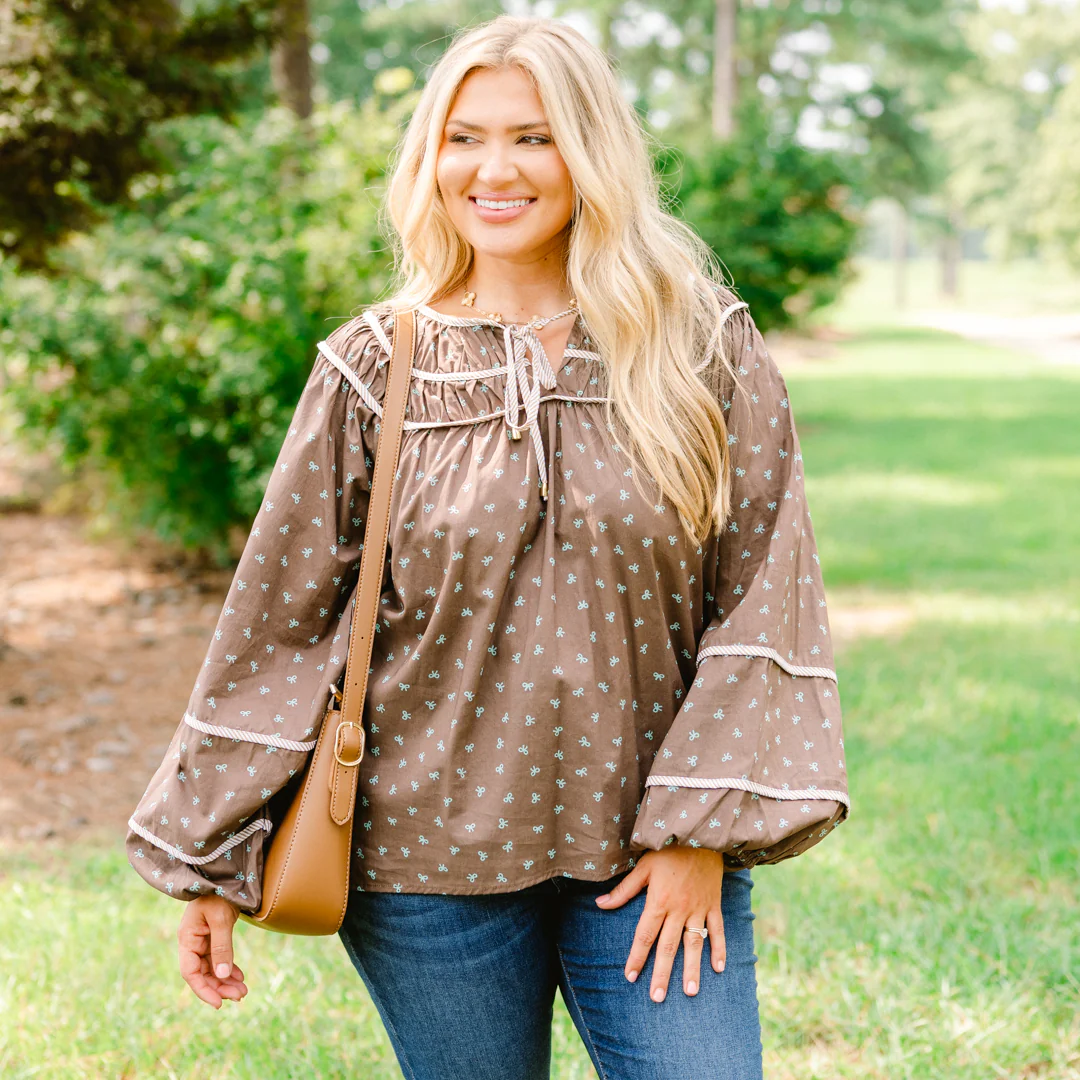 Glowing Moon Top, Brown - Giverhouse