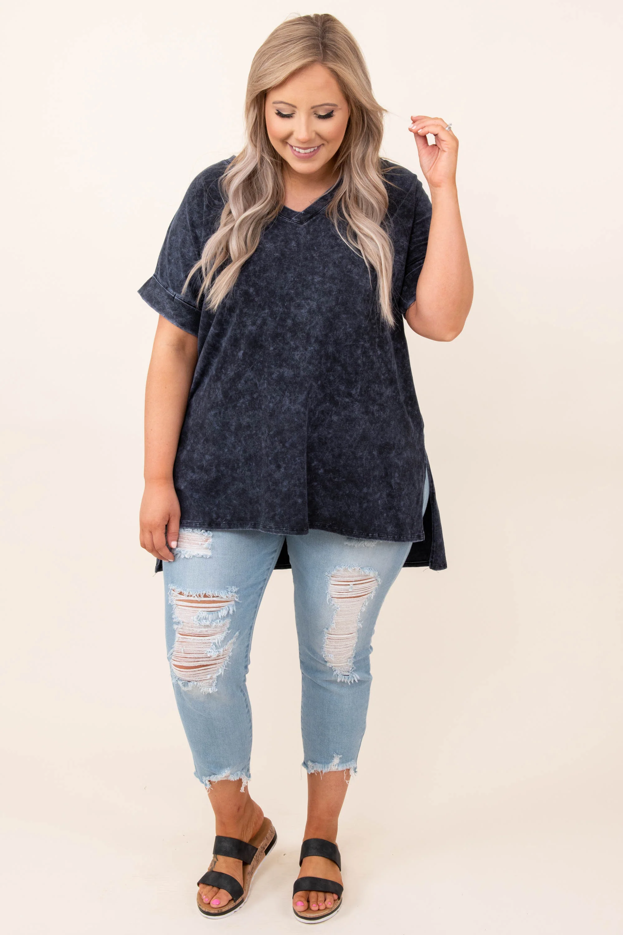 Comfy Travels Top, Blue-Grey Mineral Wash - Giverhouse