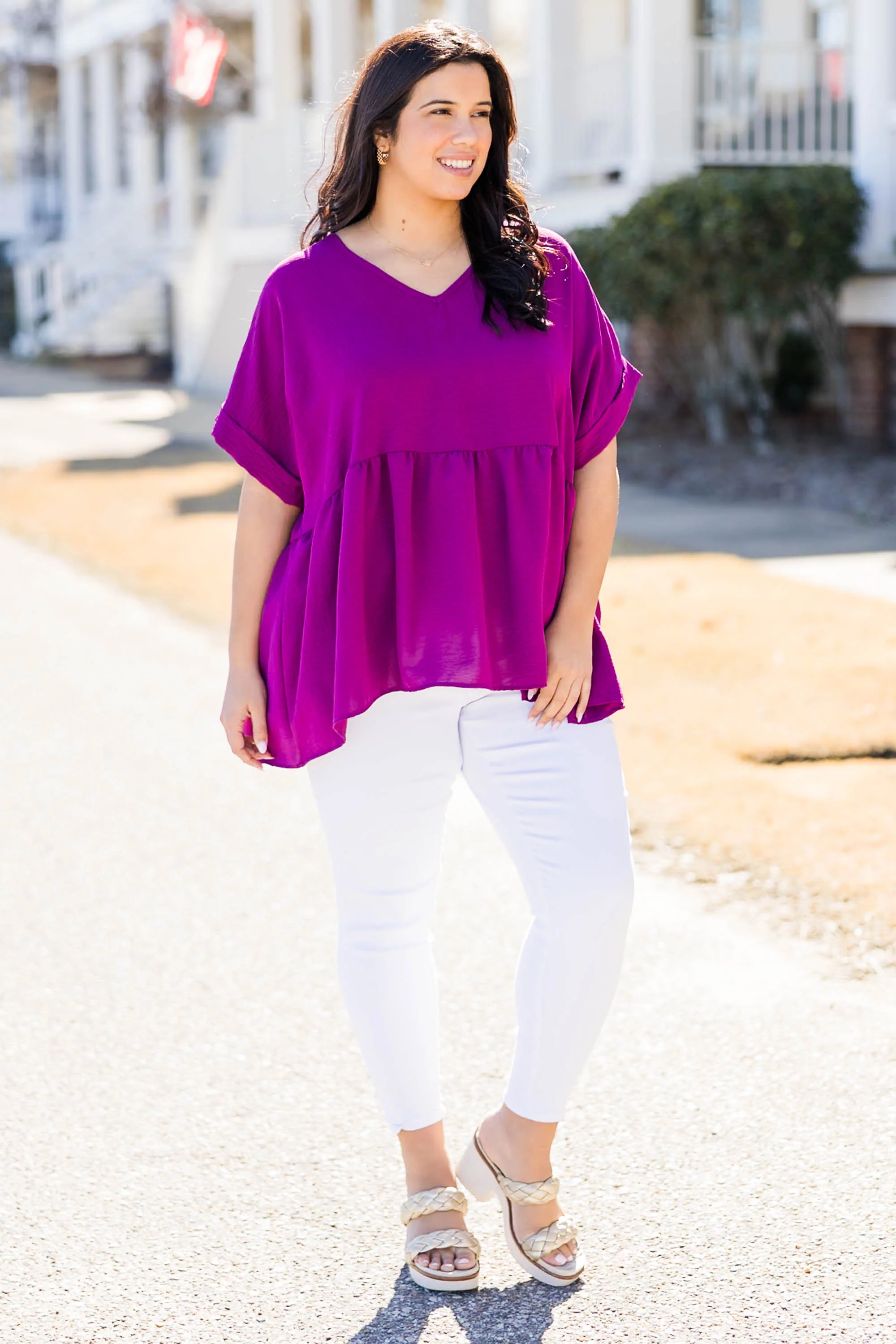 Wide Eyed Gaze Top, Eggplant - Giverhouse