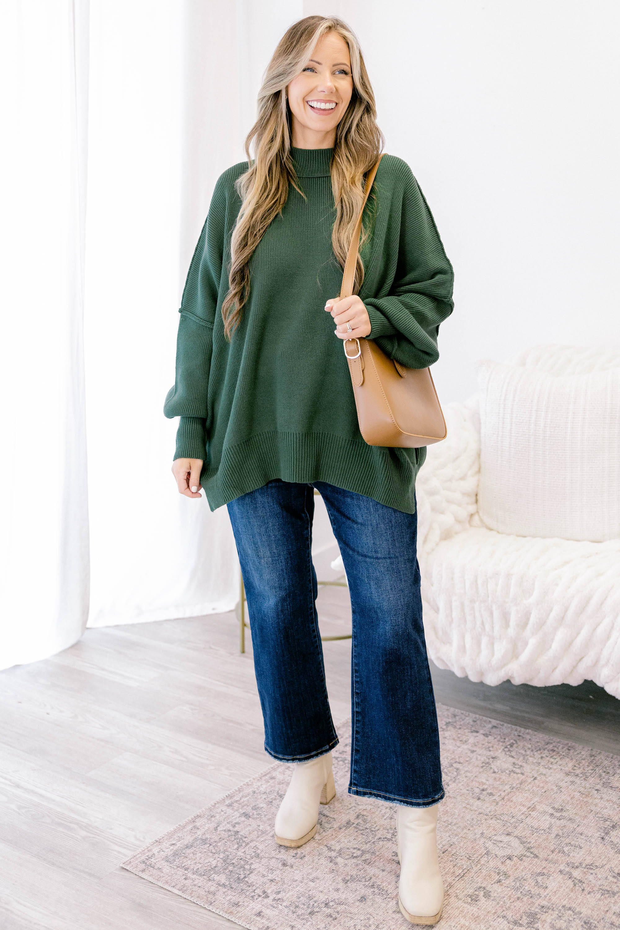 Perfectly Cozy Sweater, Dark Green - Giverhouse