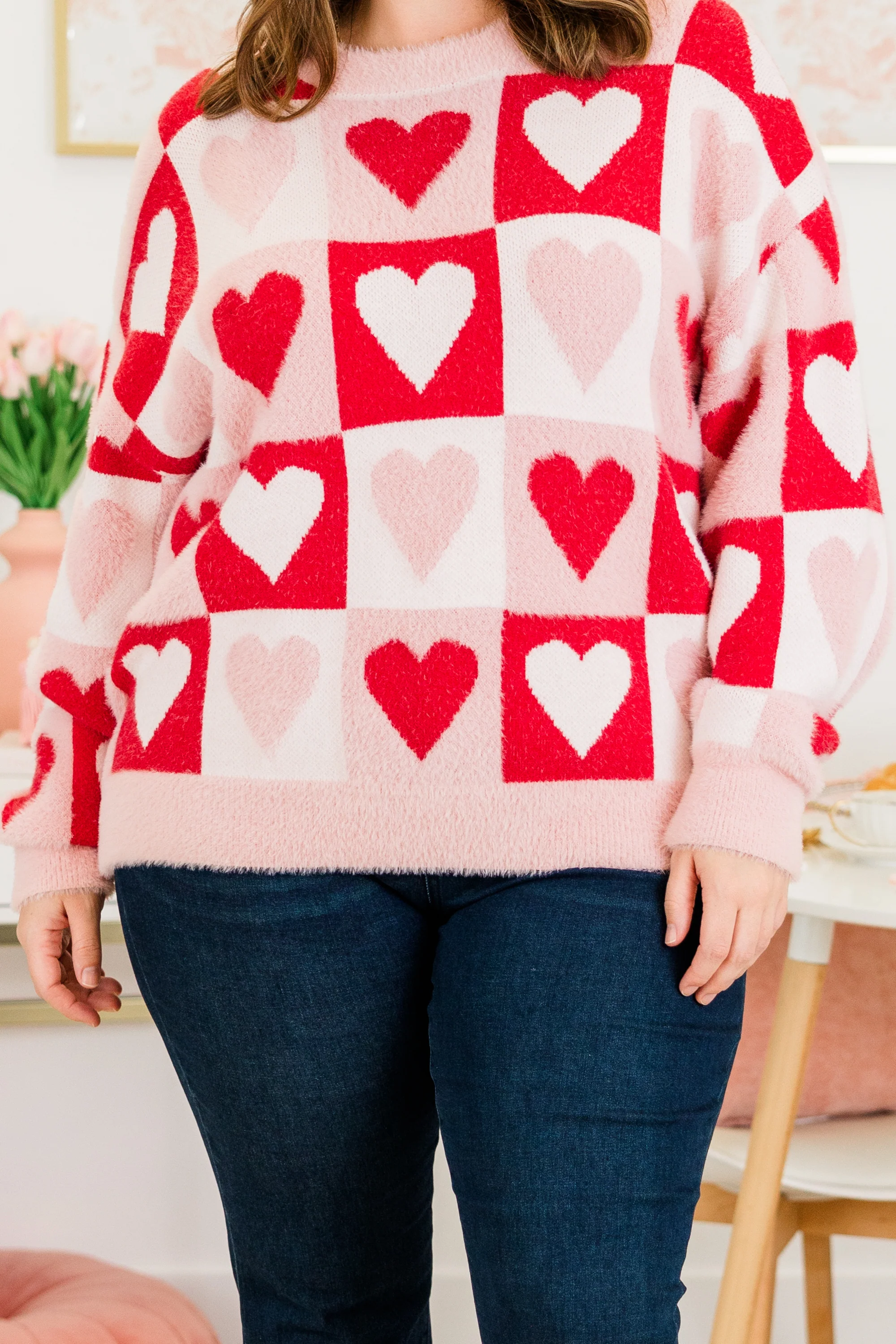 Two Hearts Beating Sweater, Red - Giverhouse
