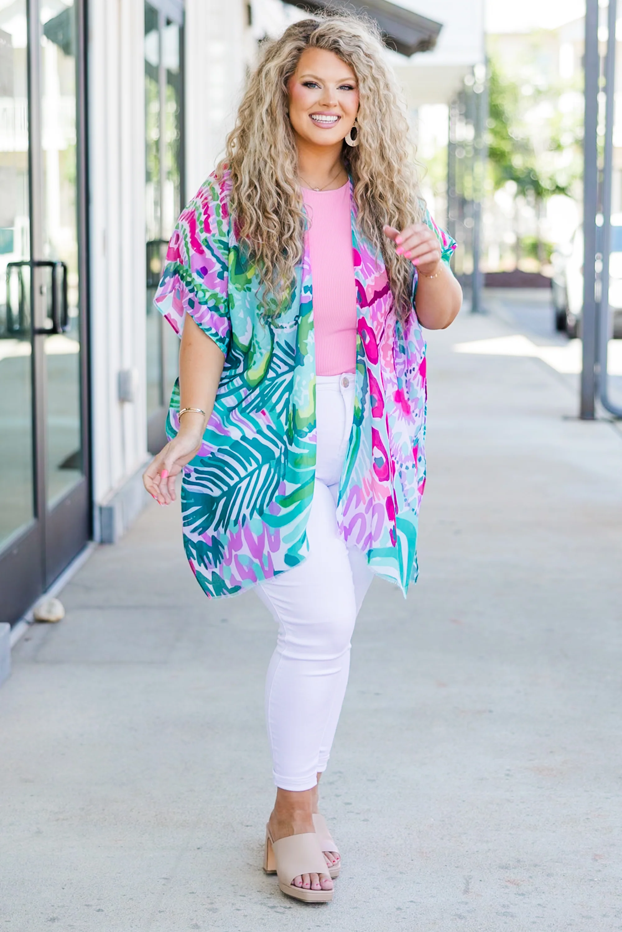 We're On Our Way Kimono, Green-Pink - Giverhouse