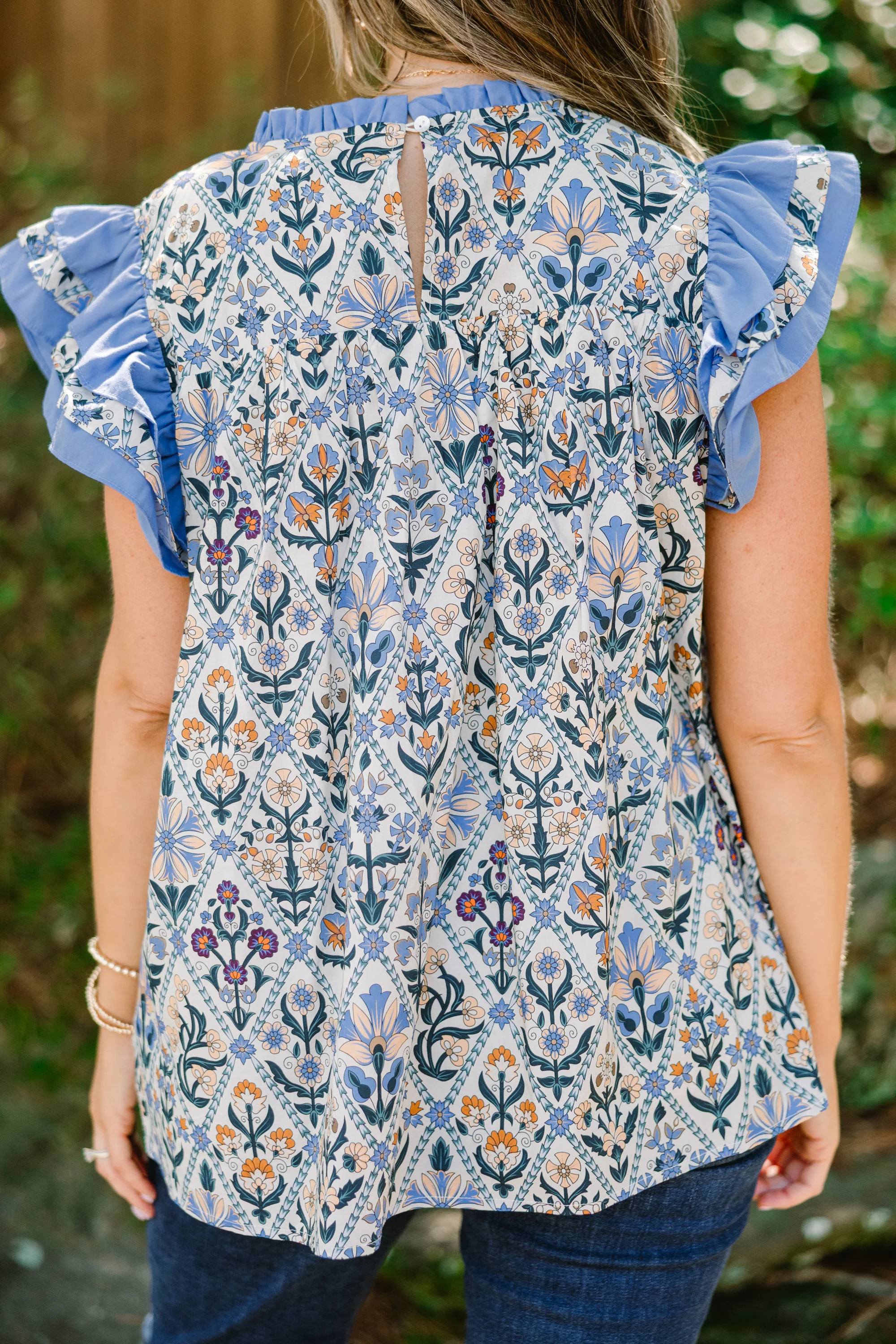 Daisy Dreams Top, Blue Block - Giverhouse