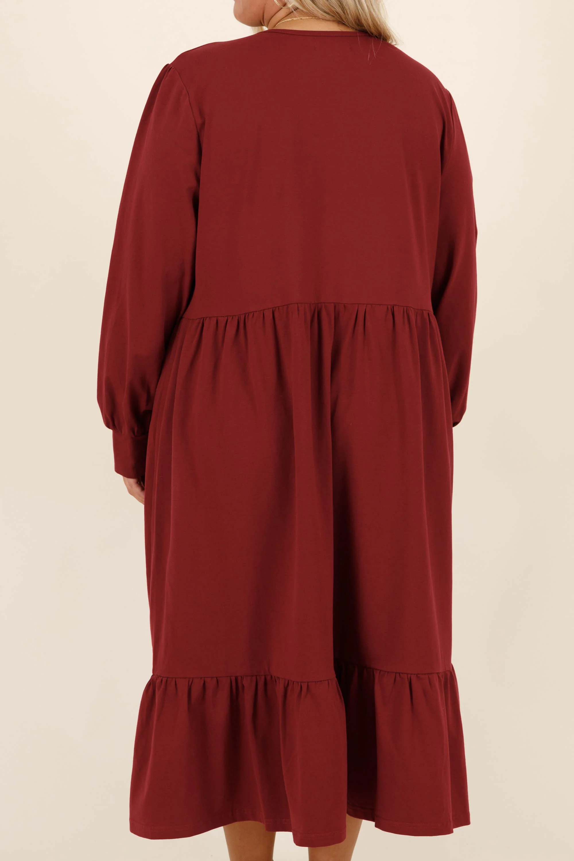 Remember The Past Dress, Burgundy - Giverhouse