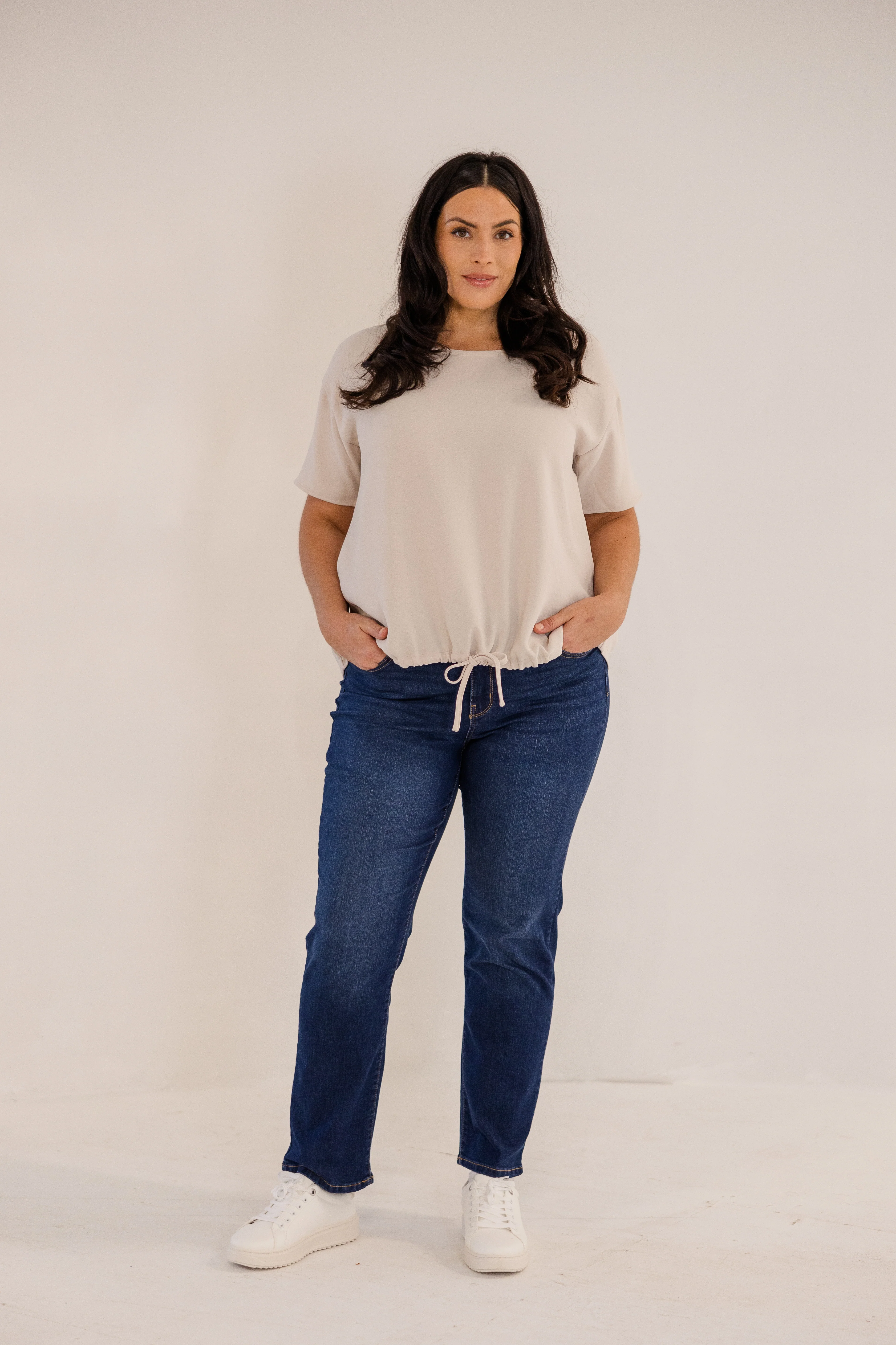 Ricker Tie Hem Top, Stone - Giverhouse